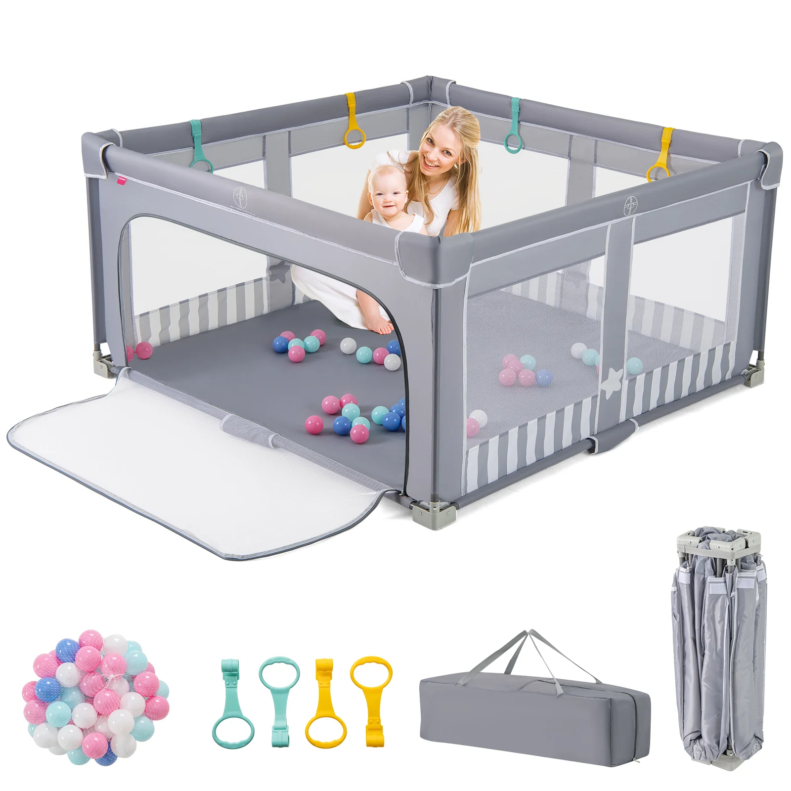 BABY JOY Baby Playpen, BPA-Free Foldable Toddlers Safety Fence Play Yard - Image 13