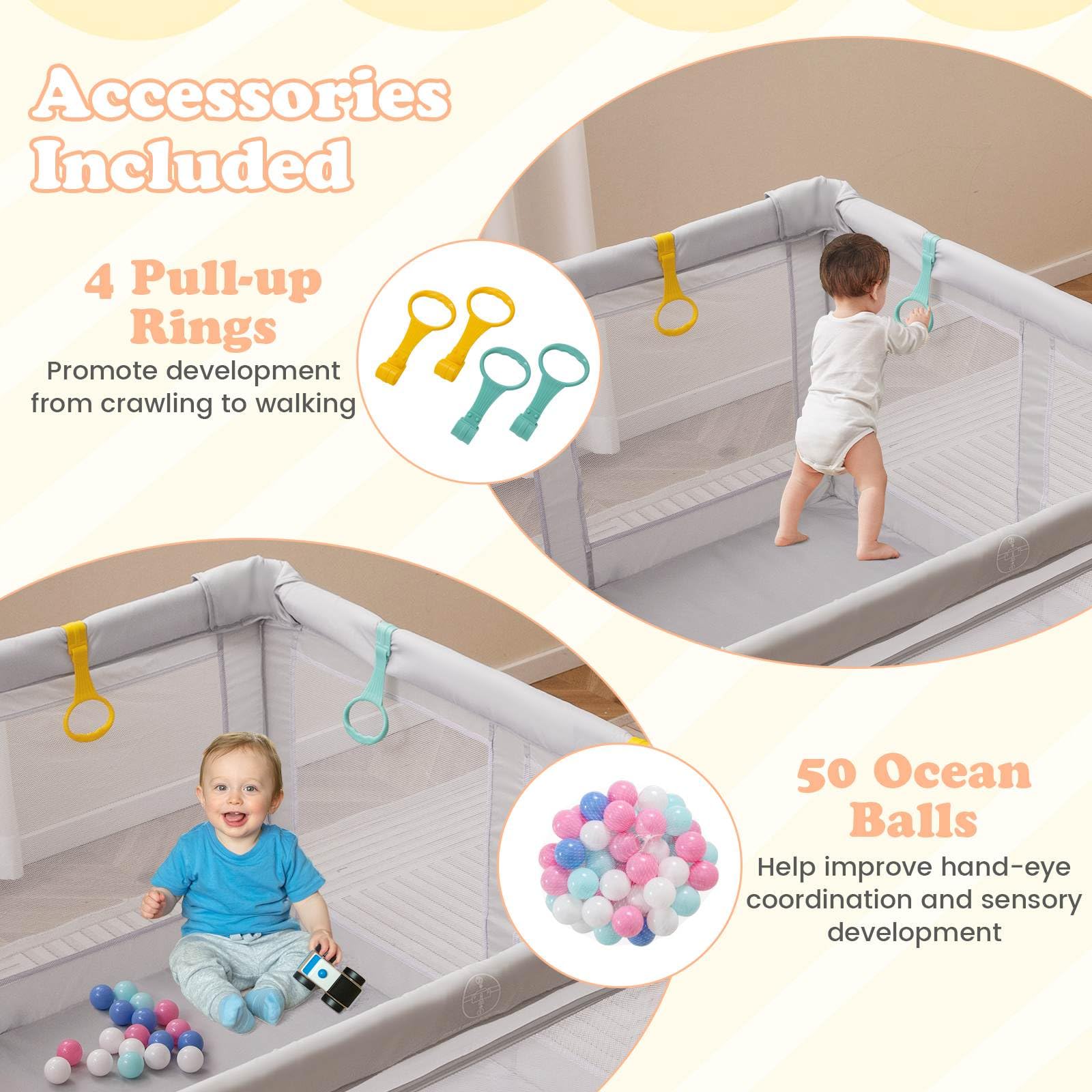 BABY JOY Baby Playpen, BPA-Free Foldable Toddlers Safety Fence Play Yard - Image 5