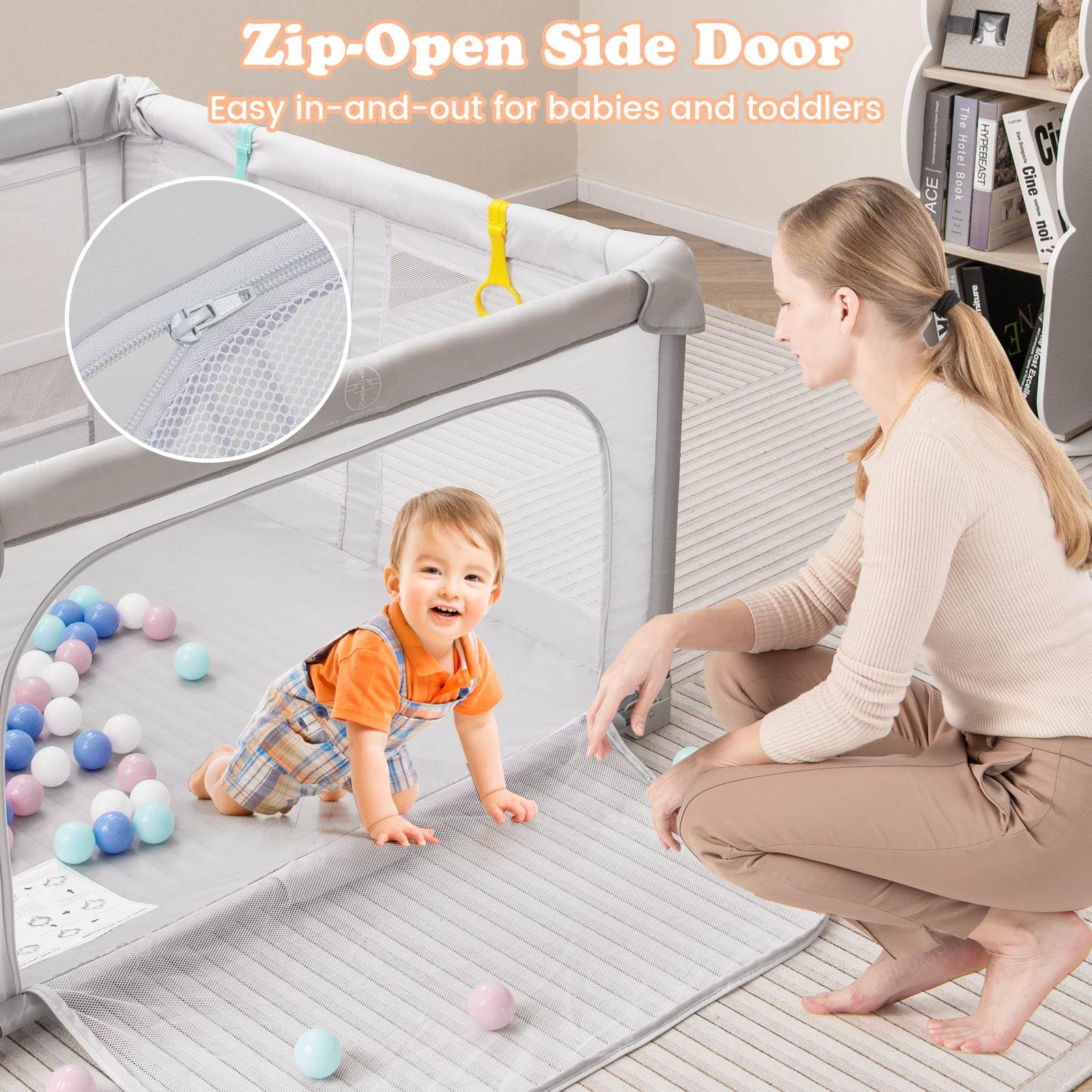BABY JOY Baby Playpen, BPA-Free Foldable Toddlers Safety Fence Play Yard - Image 6