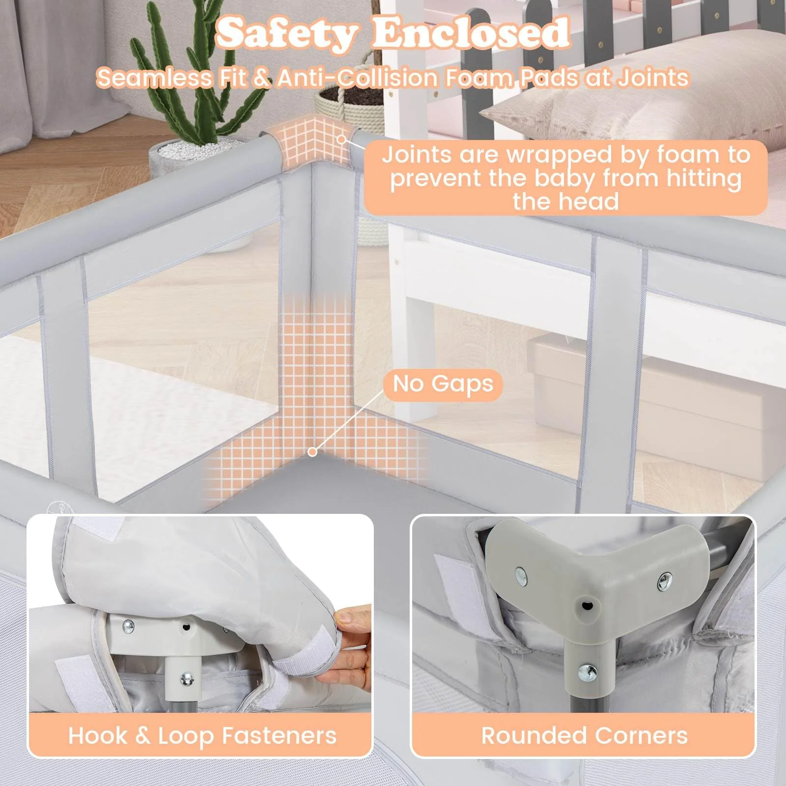 BABY JOY Baby Playpen, BPA-Free Foldable Toddlers Safety Fence Play Yard - Image 9