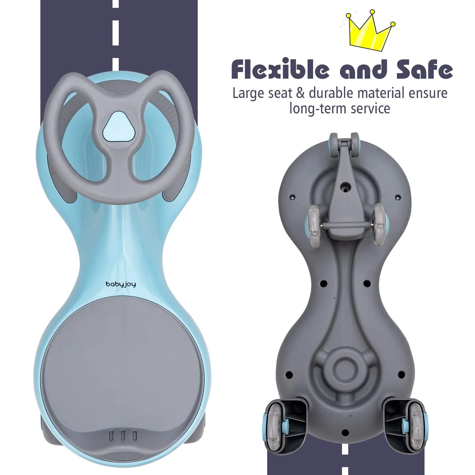 BABY JOY Wiggle Car for Kids, Swing Car with LED Flashing Wheels, No Batteries, Gears or Pedals - Image 4