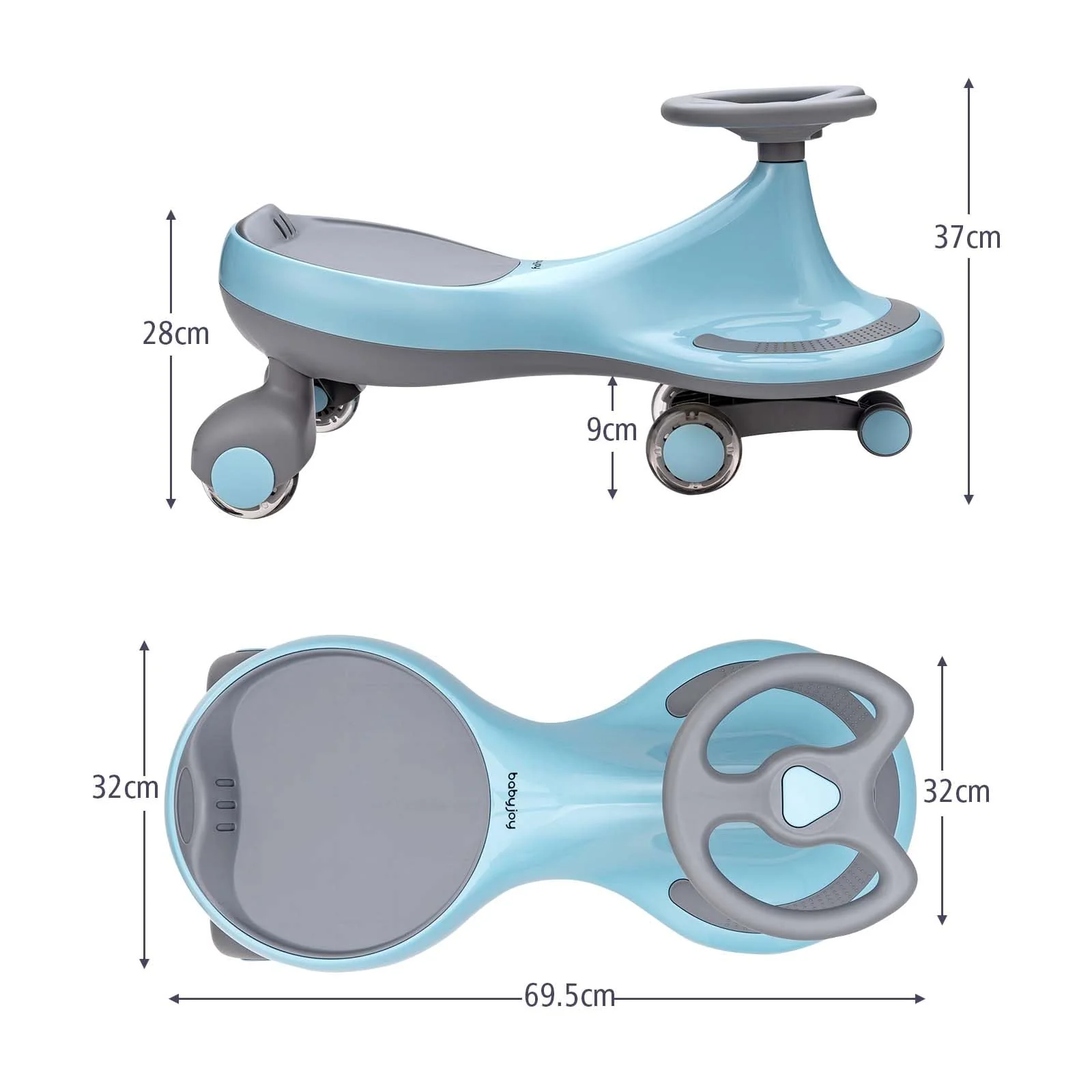 BABY JOY Wiggle Car for Kids, Swing Car with LED Flashing Wheels, No Batteries, Gears or Pedals - Image 7