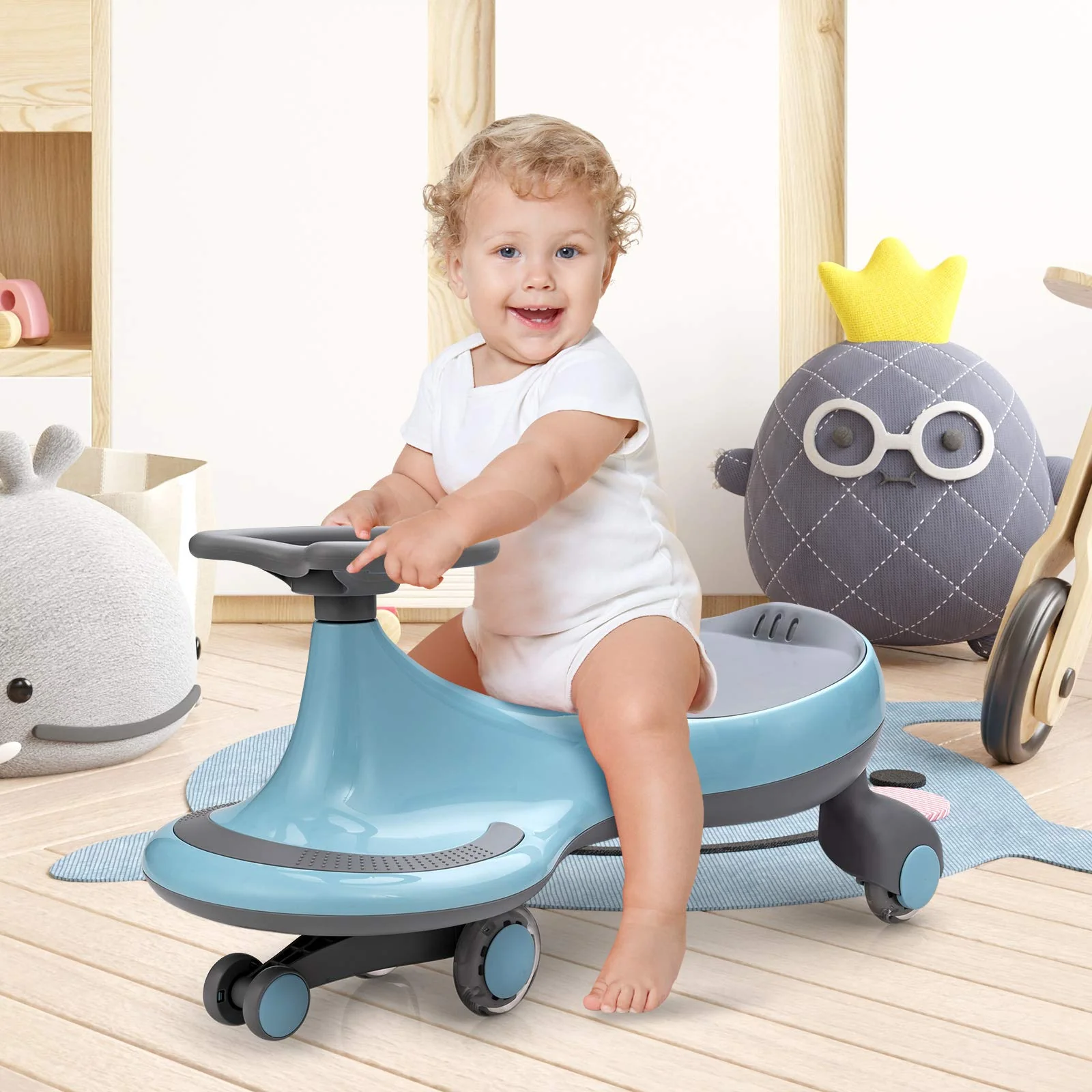 BABY JOY Wiggle Car for Kids, Swing Car with LED Flashing Wheels, No Batteries, Gears or Pedals - Image 9