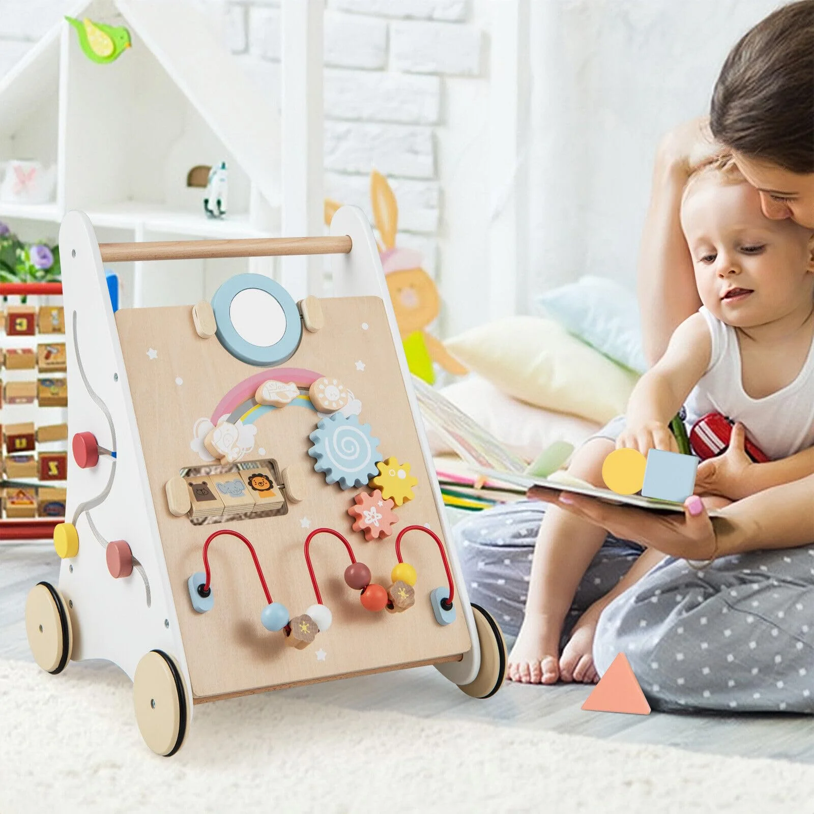 BABY JOY Wooden Baby Walker - Image 2