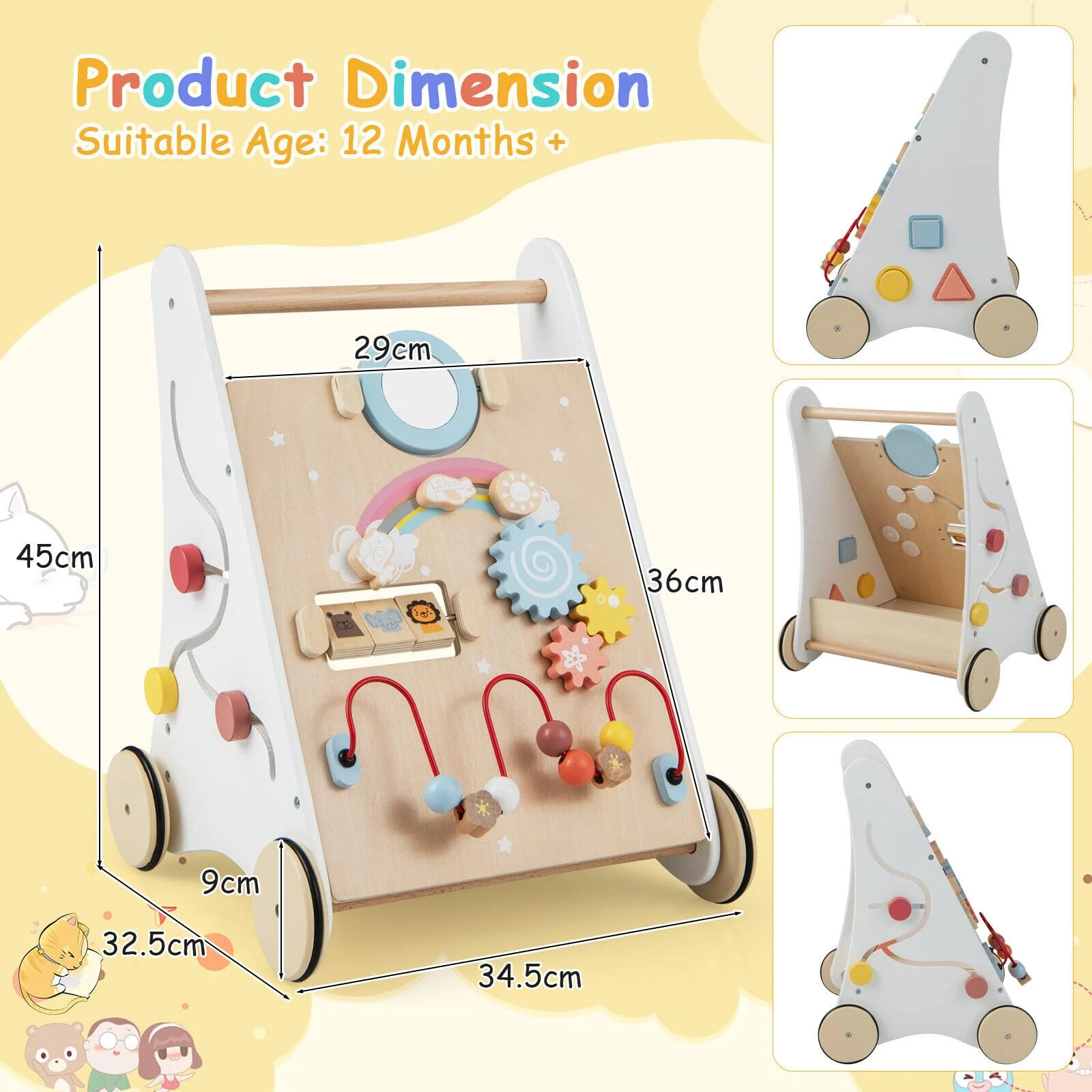 BABY JOY Wooden Baby Walker - Image 8
