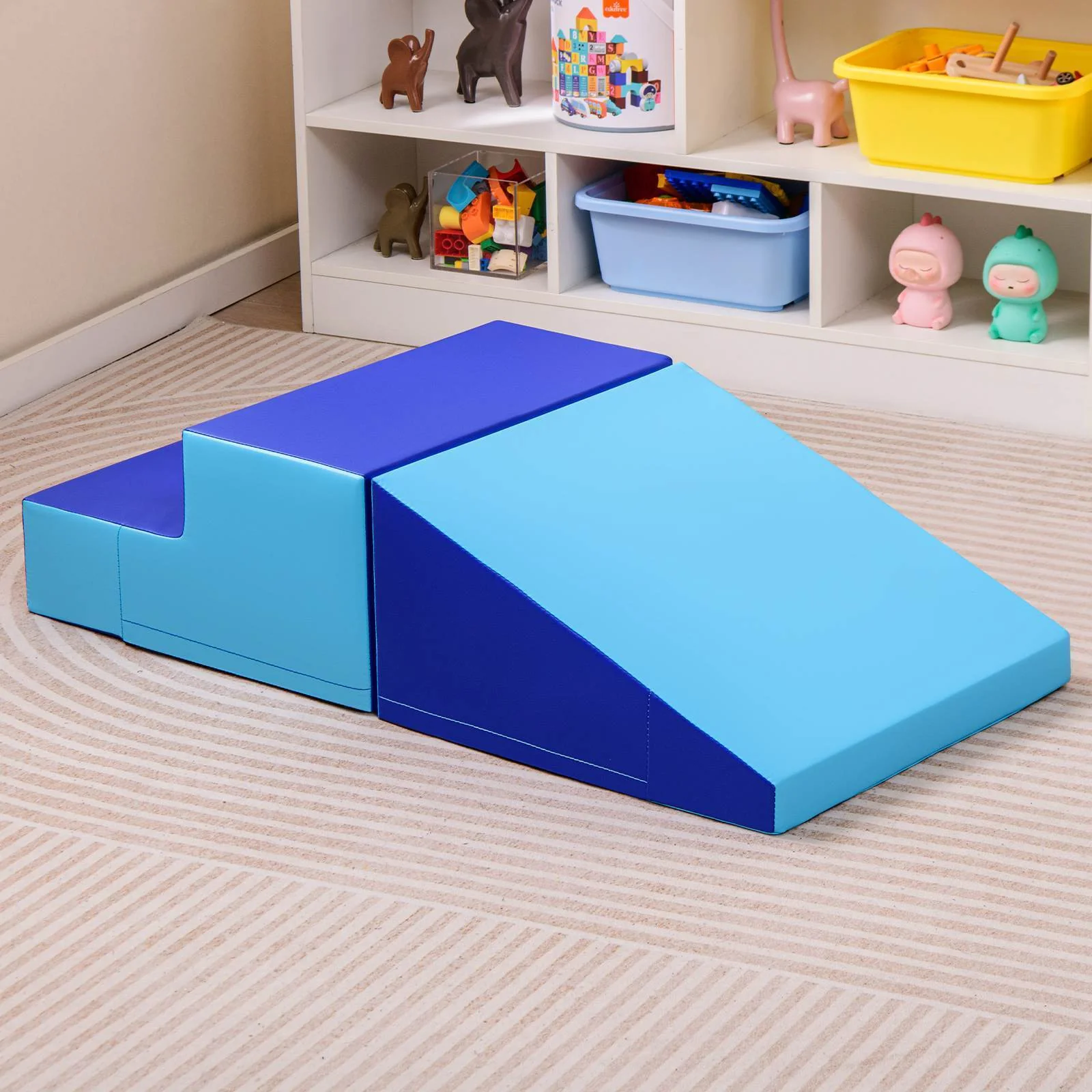 2-Piece Baby Soft Foam Block Playset Toddlers Step and Slide Climber Indoor Active Play - Image 3