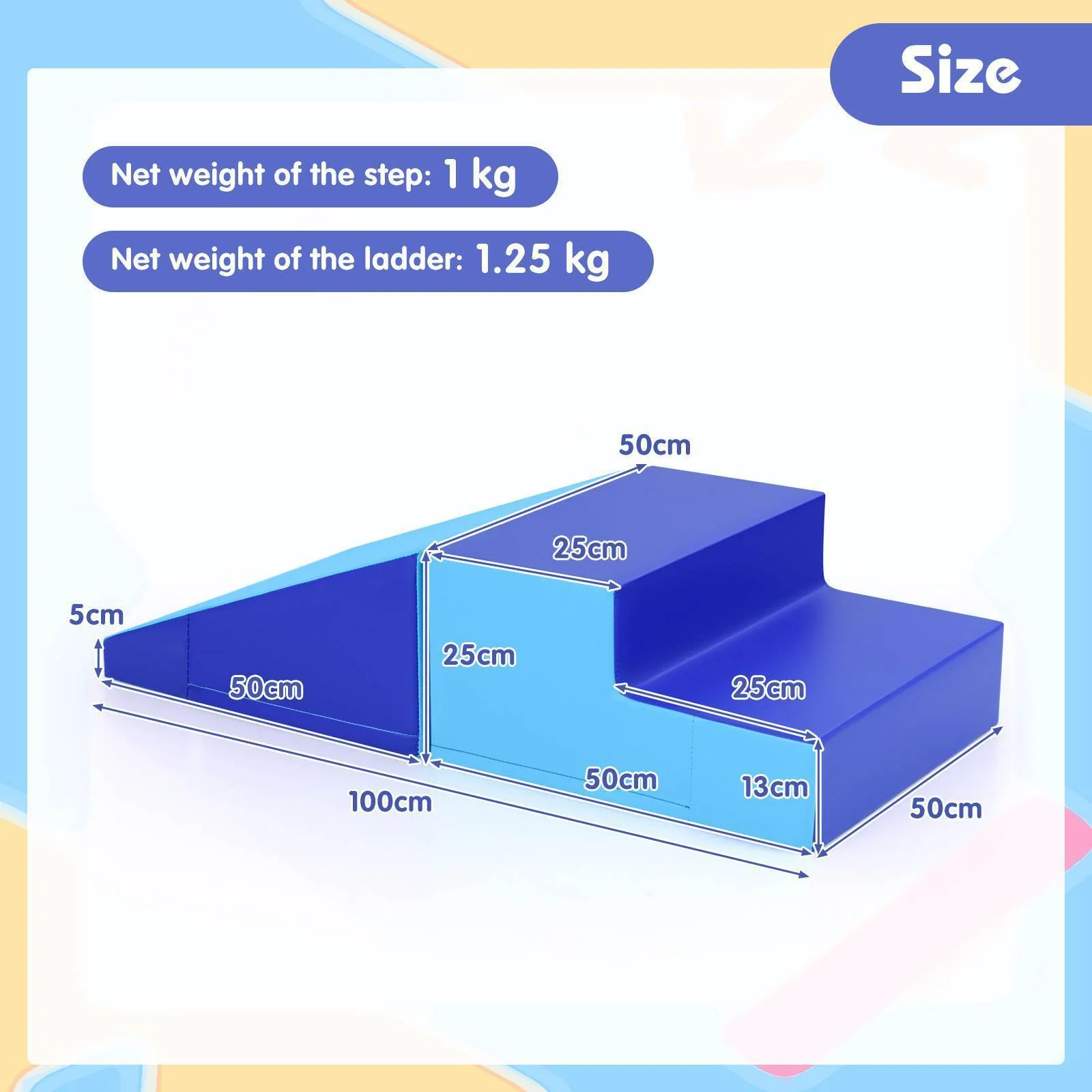 2-Piece Baby Soft Foam Block Playset Toddlers Step and Slide Climber Indoor Active Play - Image 4
