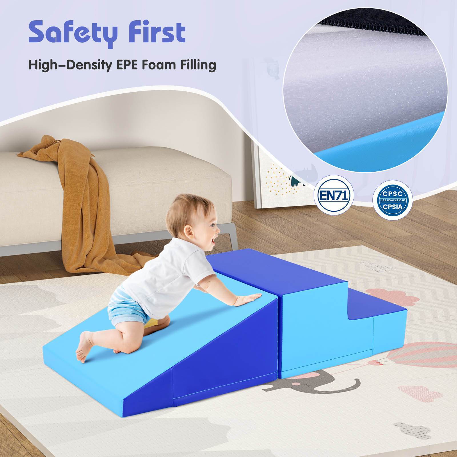 2-Piece Baby Soft Foam Block Playset Toddlers Step and Slide Climber Indoor Active Play - Image 6