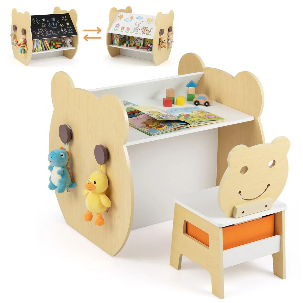 Bear Themed Kids Art Table and Chair Set