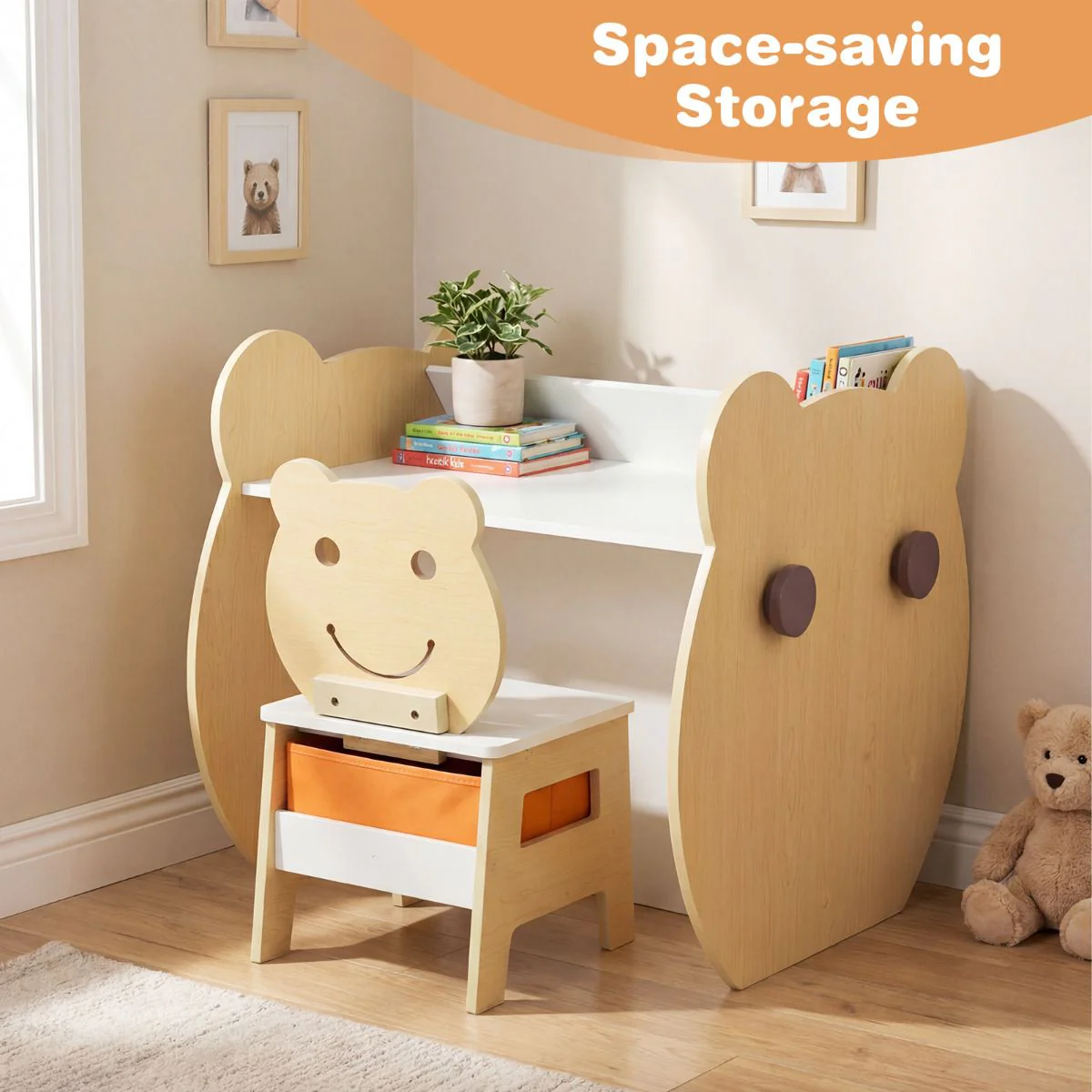 Bear Themed Kids Art Table and Chair Set - Image 4