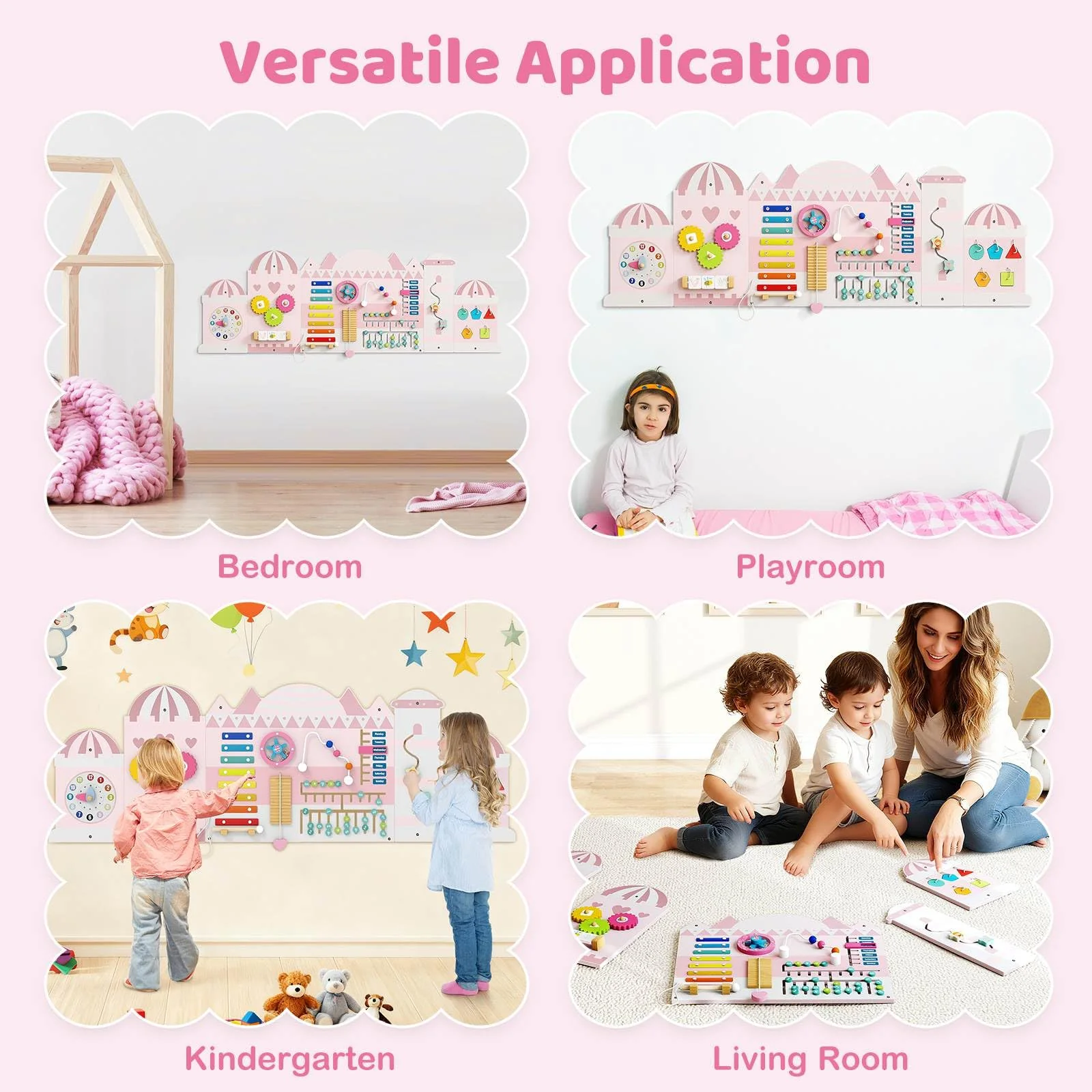 Castle Activity Wall Busy Board Panels 11-in-1 Montessori Wooden Sensory Board - Image 5