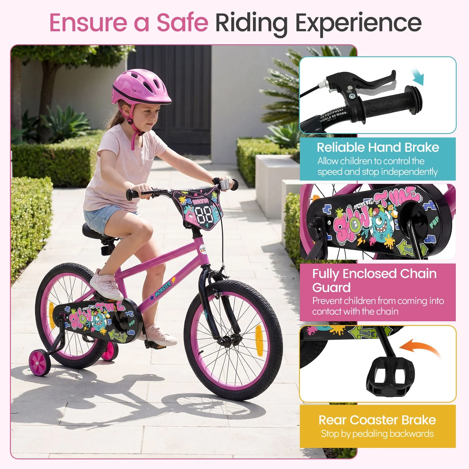 Children Bicycle with Handbrake and Height-Adjustable Seat for Boys and Girls - Image 7