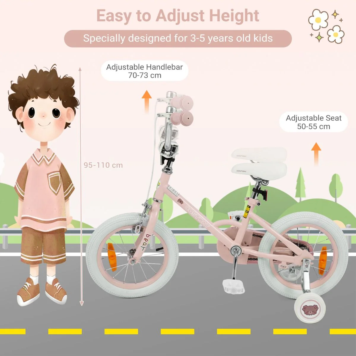 Children Training Bike with Adjustable Handlebar and Seat - Image 5
