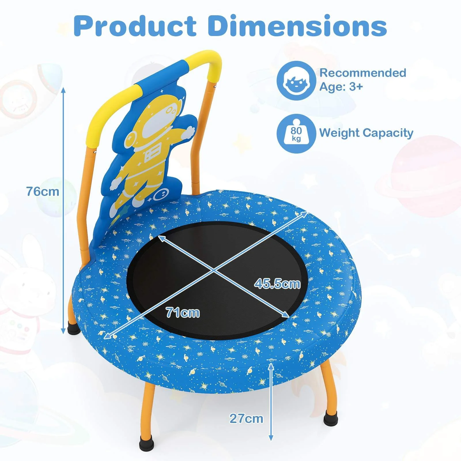 Children Trampoline with Foam Handle and Safety Cover for Toddlers - Image 6