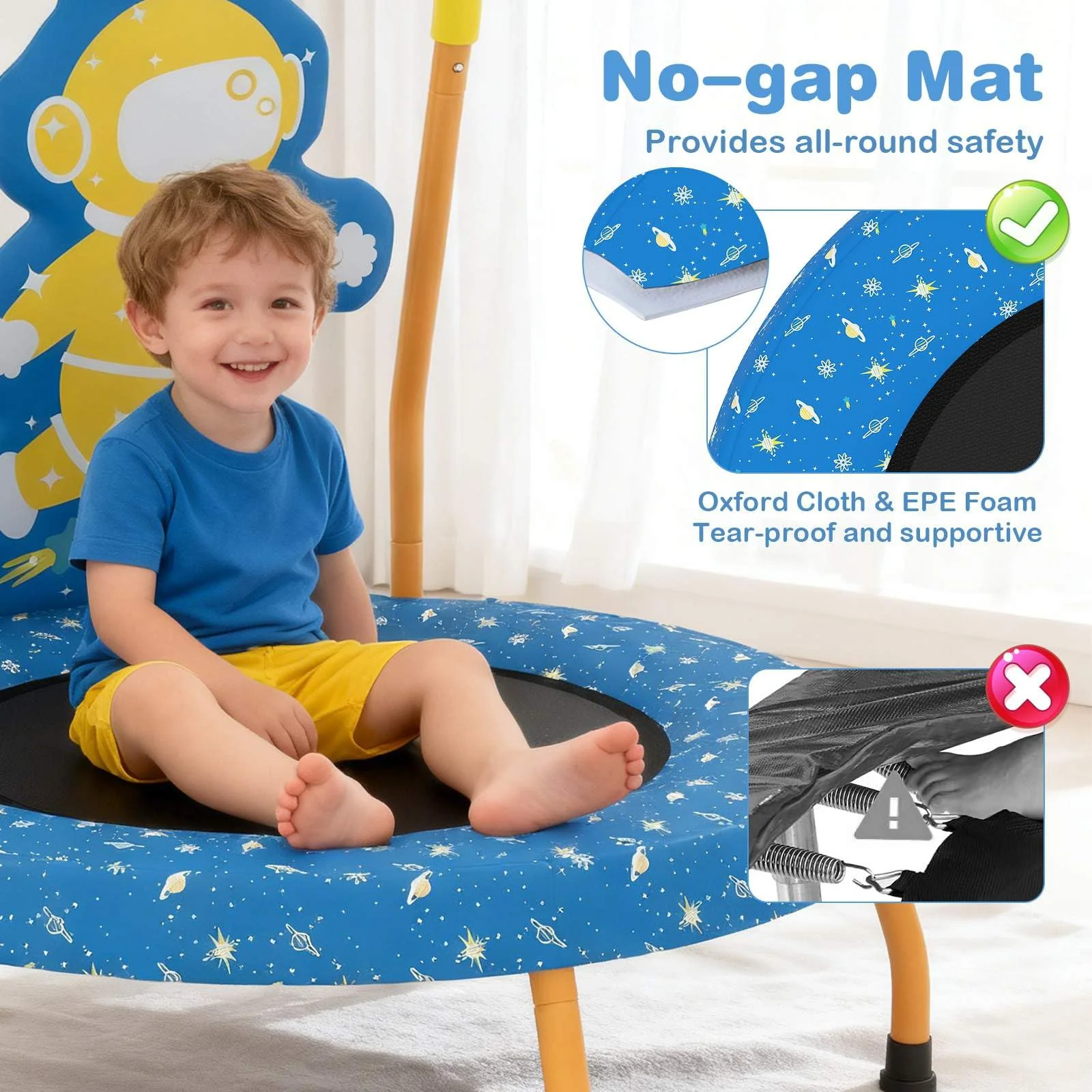 Children Trampoline with Foam Handle and Safety Cover for Toddlers - Image 7