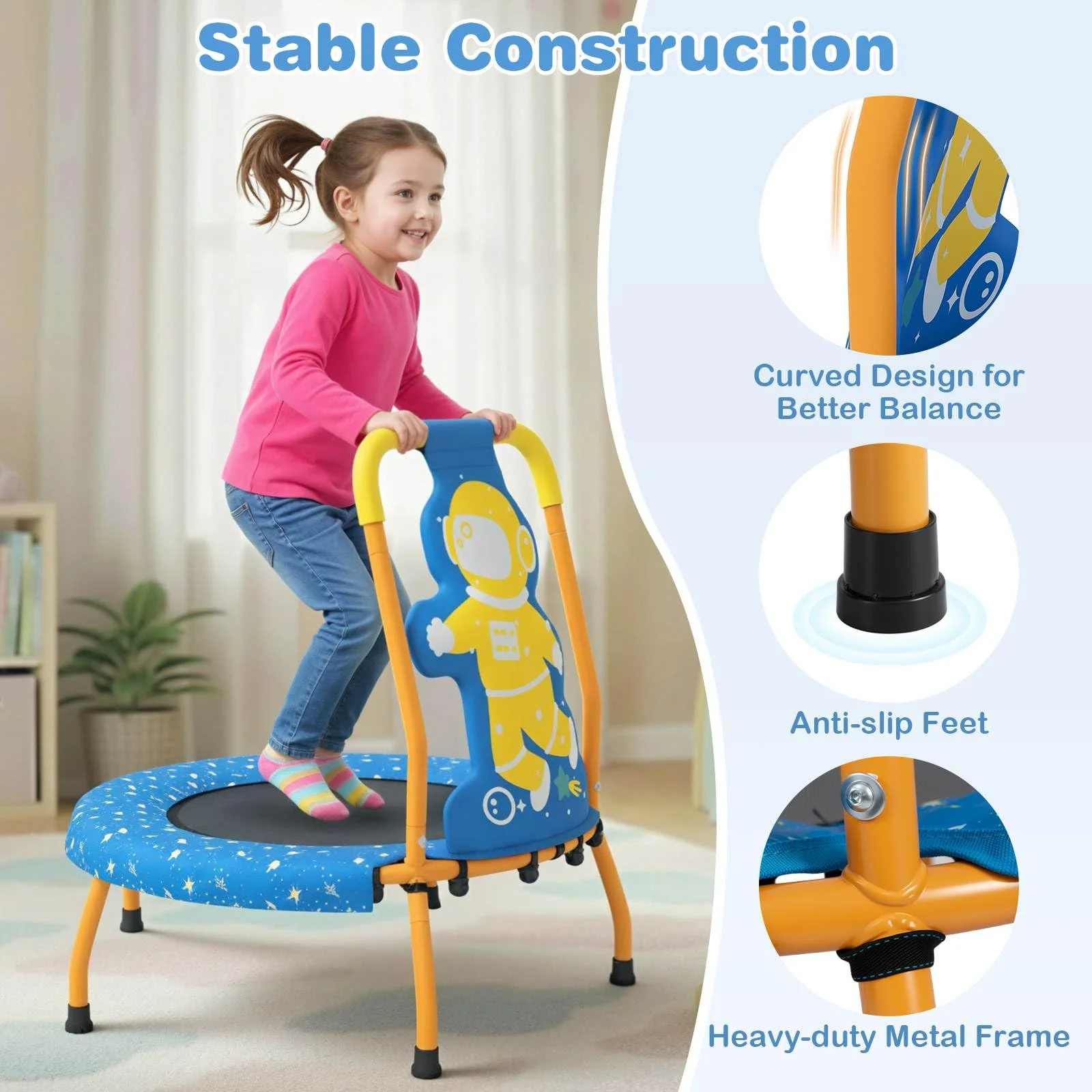 Children Trampoline with Foam Handle and Safety Cover for Toddlers - Image 9