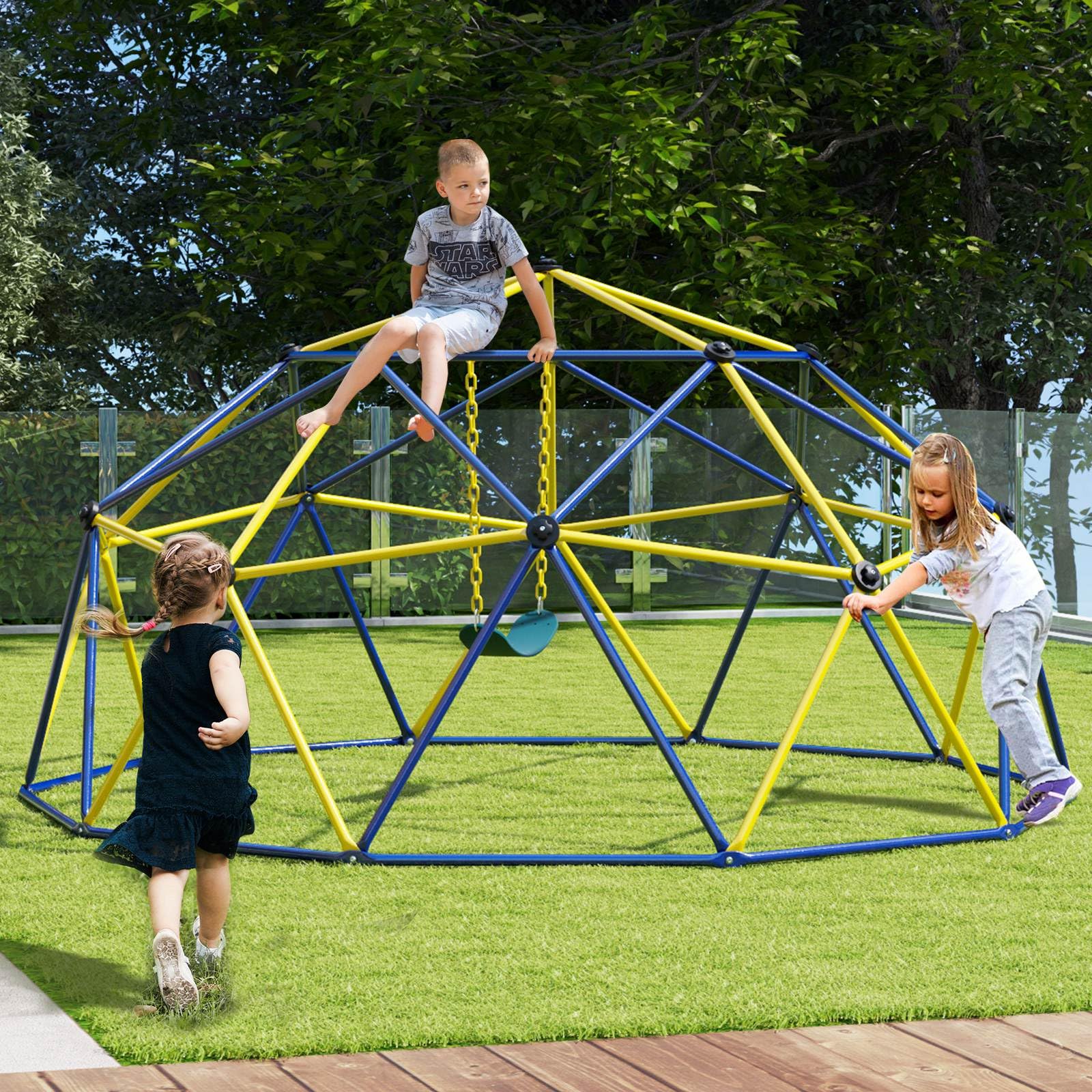Climbing Dome with Swing, 10FT Kids Jungle Gym Monkey Bar Climbing Toys for Outdoor, Holds up to 363 KG - Image 10