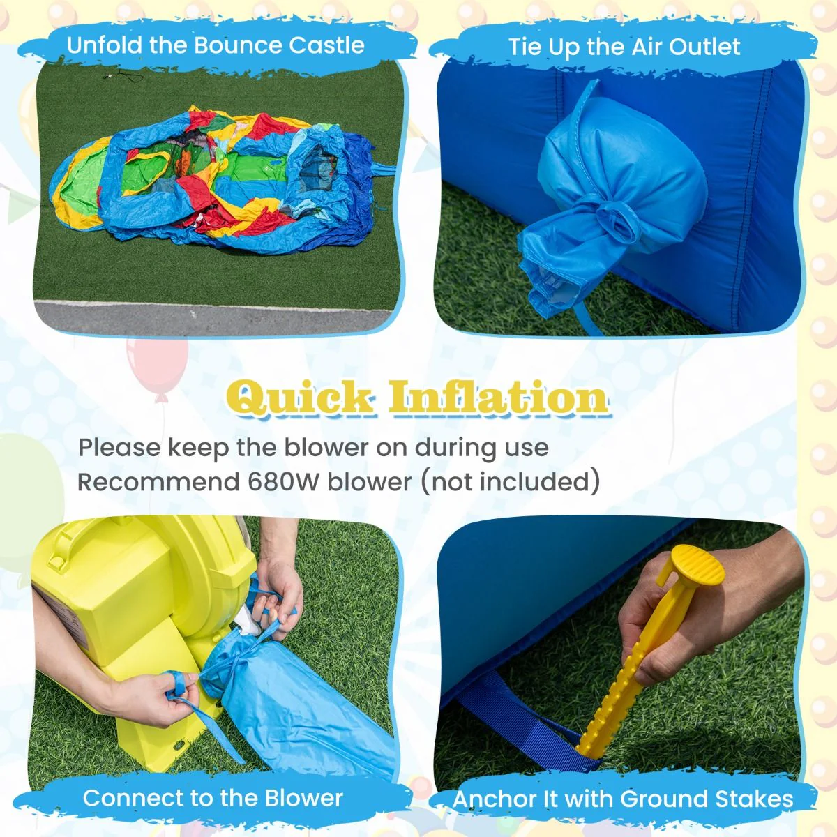 Clownland Bouncy Castle with Climbing Surface and Long Slide - Image 9