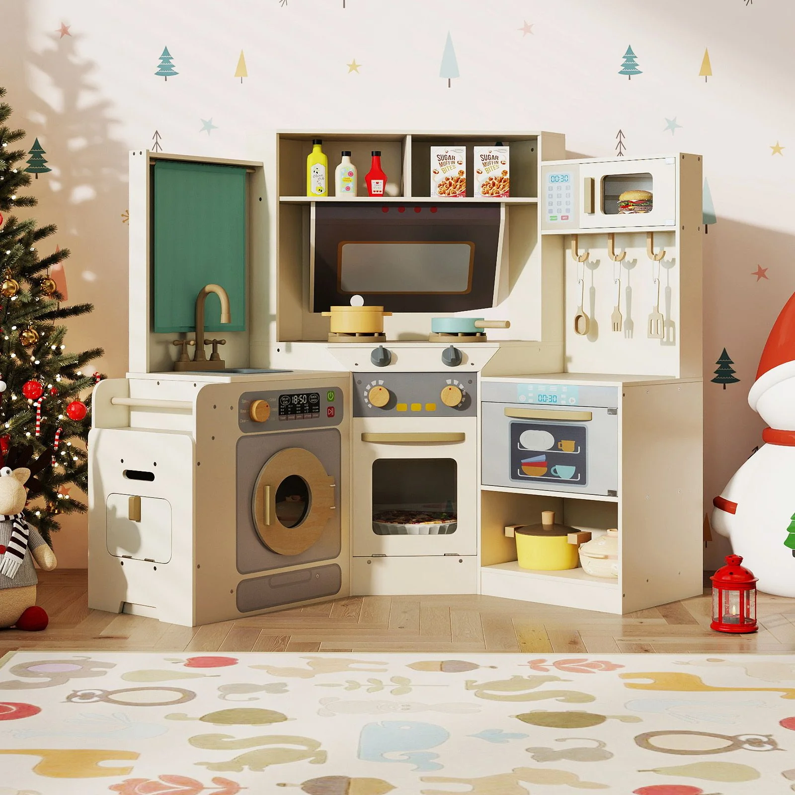 Corner Kitchen with Pull-out Trash Can and Cooking Accessories - Image 3