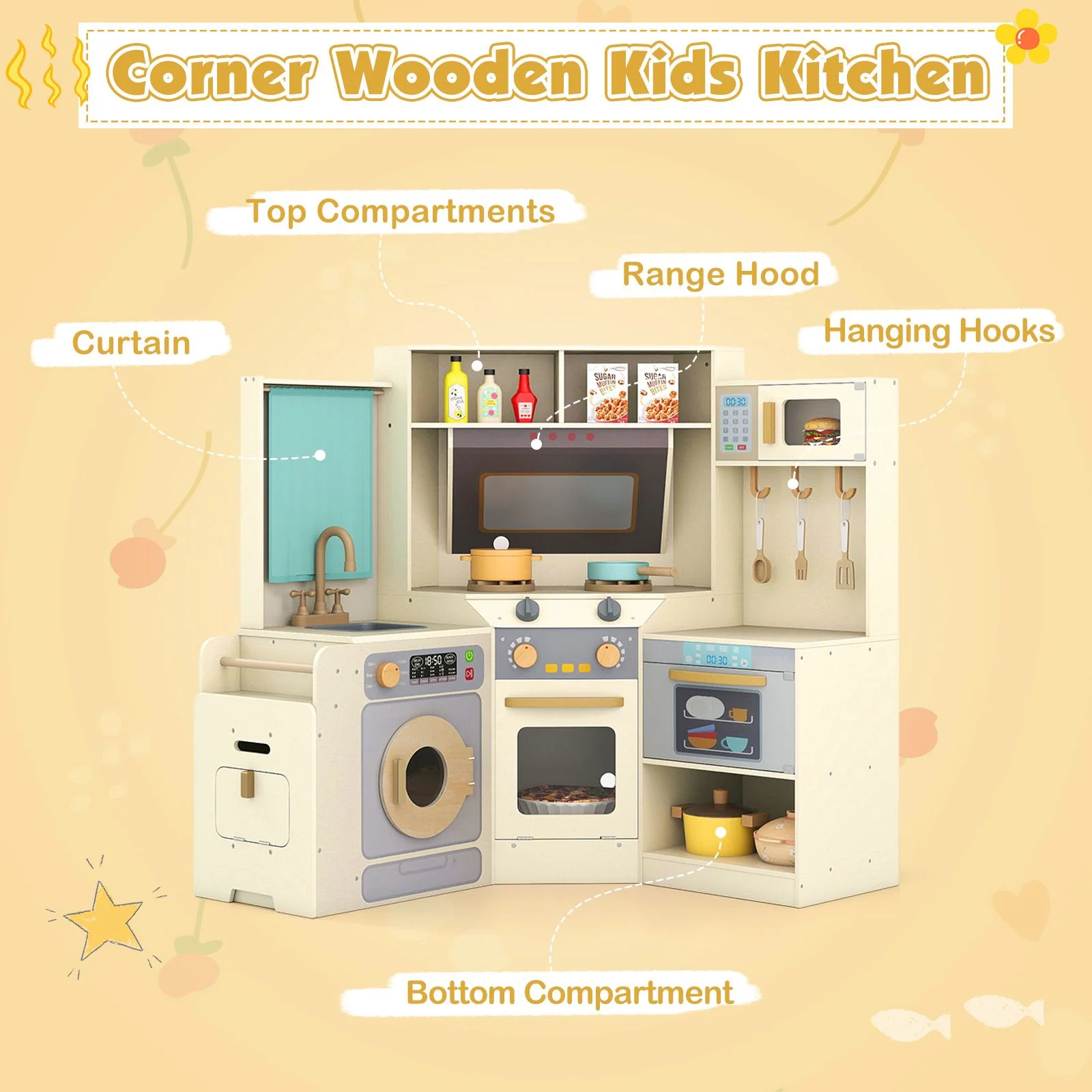 Corner Kitchen with Pull-out Trash Can and Cooking Accessories - Image 8
