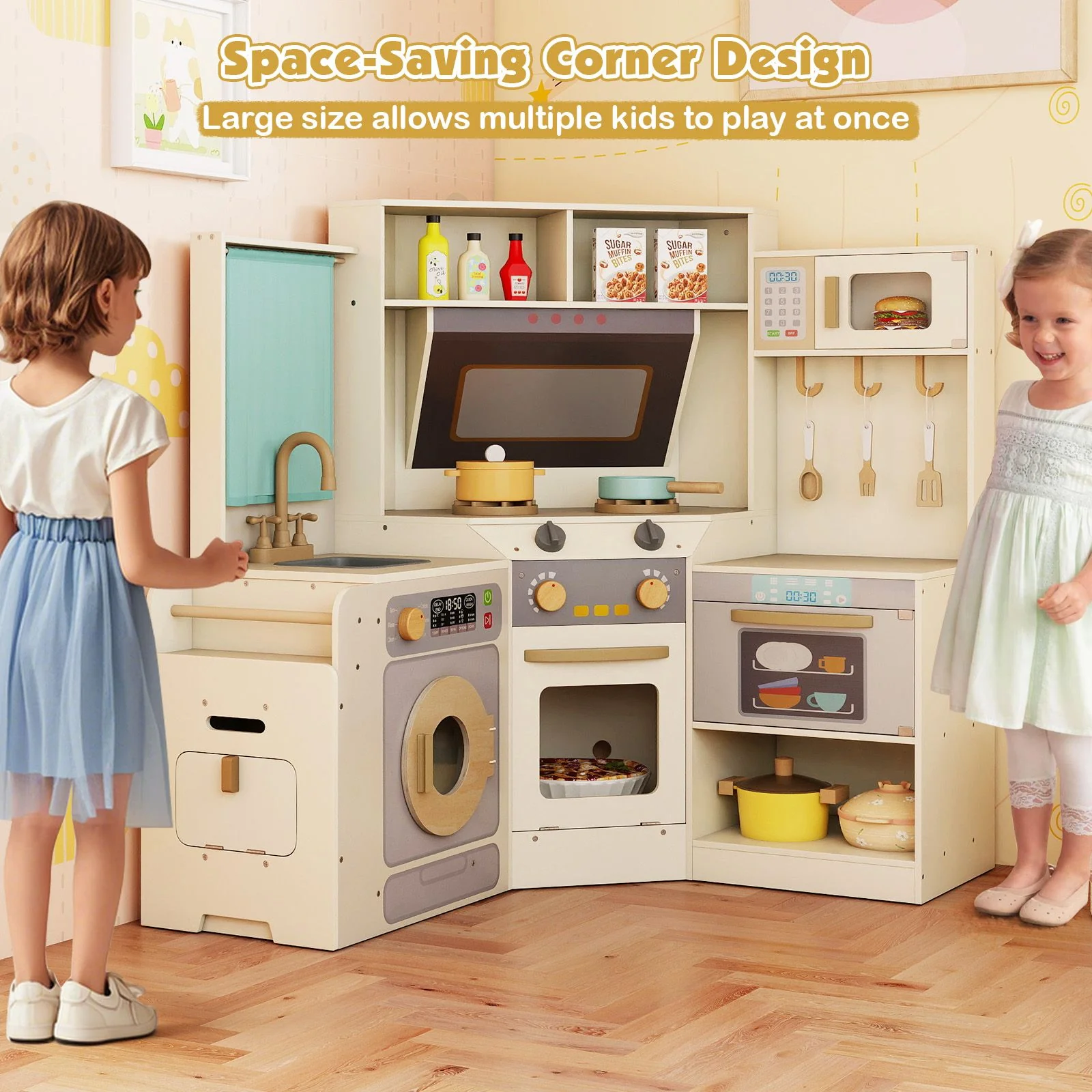 Corner Kitchen with Pull-out Trash Can and Cooking Accessories - Image 9