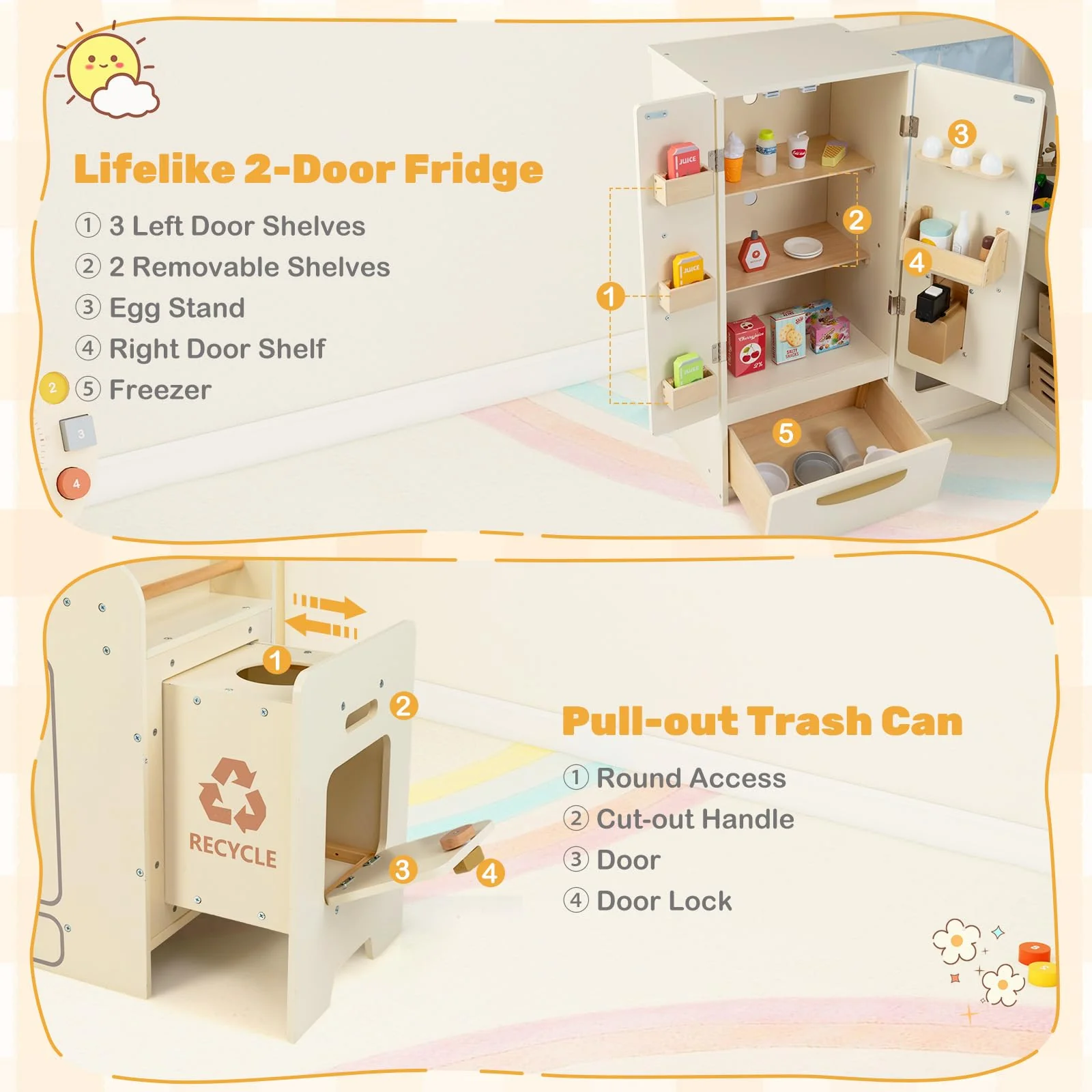 Corner Play Kitchen with Lights and Sounds Large Pretend Kitchen Playset - Image 4