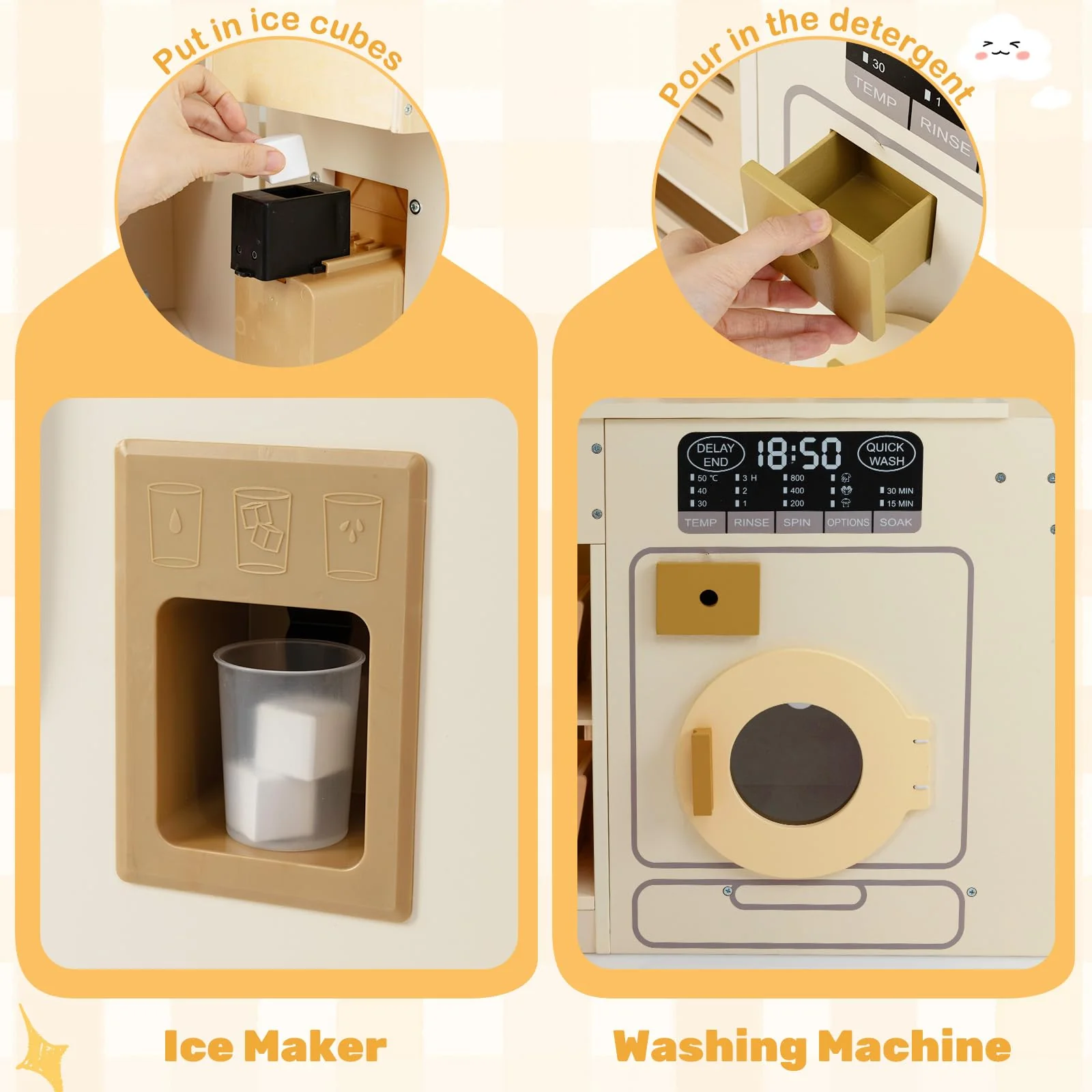 Corner Play Kitchen with Lights and Sounds Large Pretend Kitchen Playset - Image 5