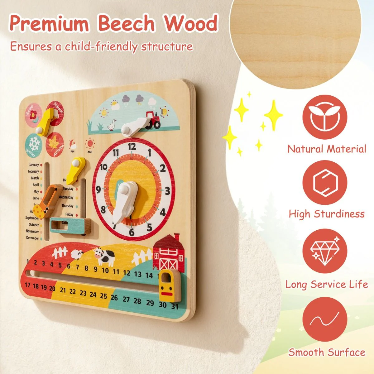 Educational Learning Clock Toy About Season and Weather - Image 7