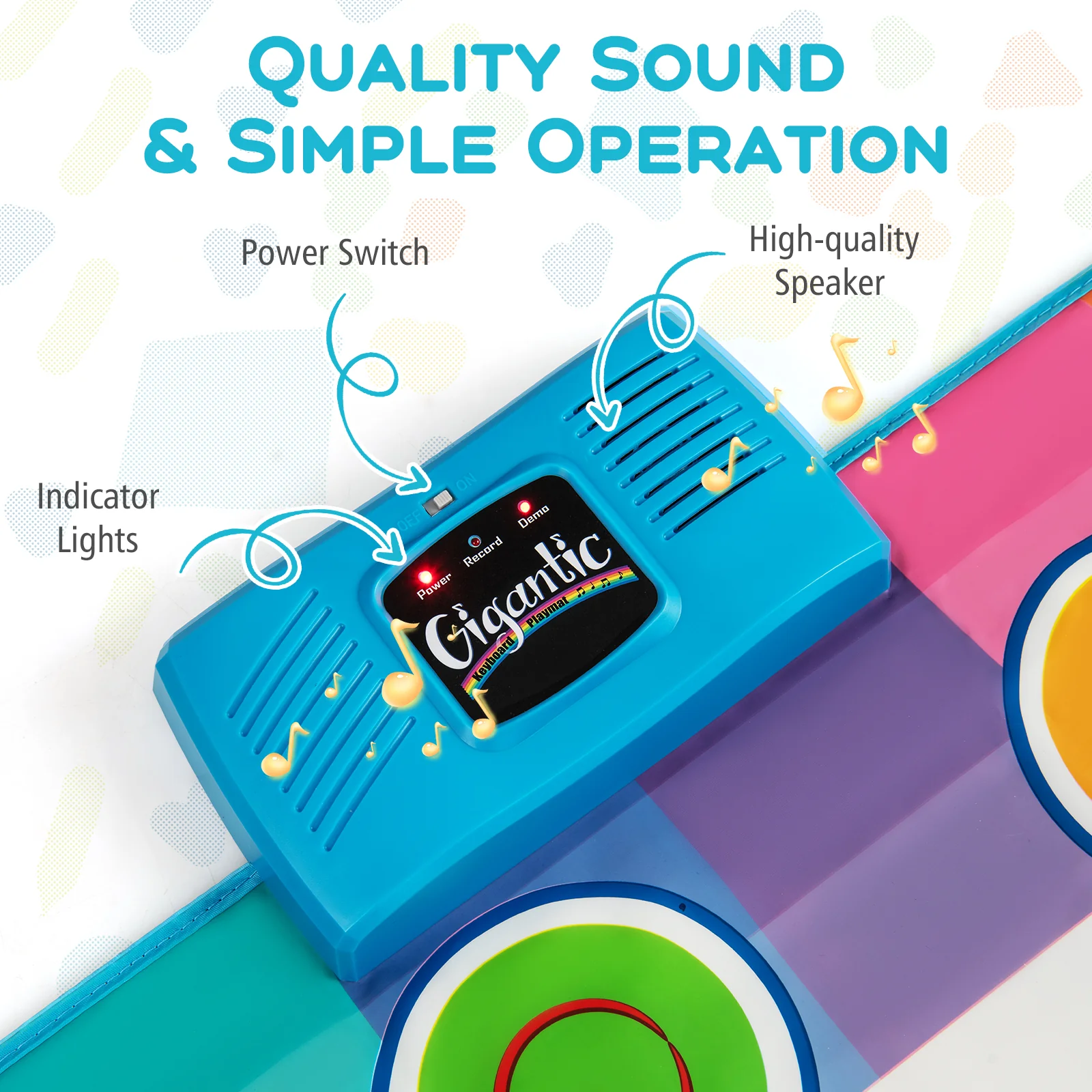 Floor Piano Dance Mat for Kids, Musical Playmat with 8 Instrument Sounds - Image 5