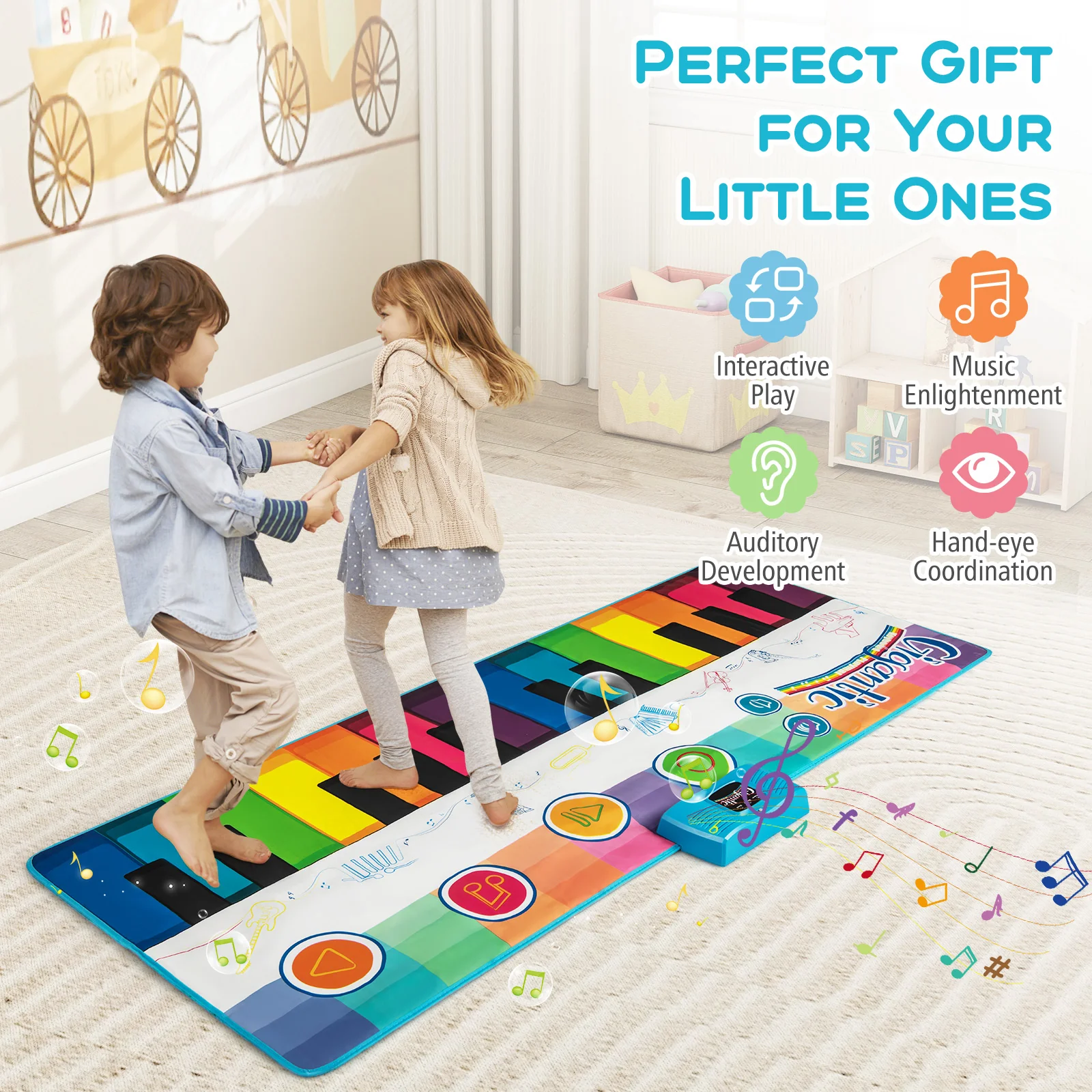 Floor Piano Dance Mat for Kids, Musical Playmat with 8 Instrument Sounds - Image 6