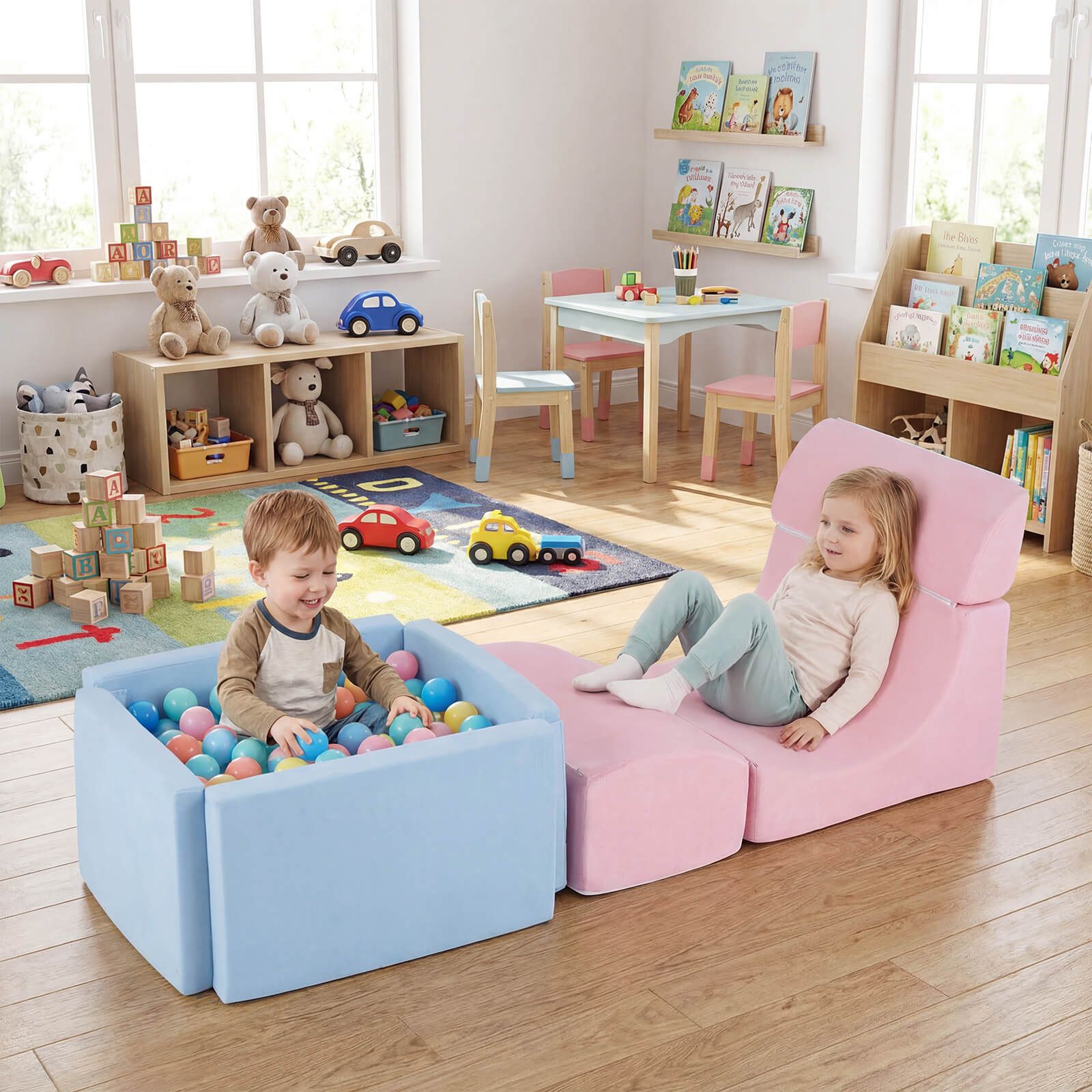 Foam Climbing Blocks for Toddlers Kids Soft Play Set with Ball Pit and Suede Covers - Image 3