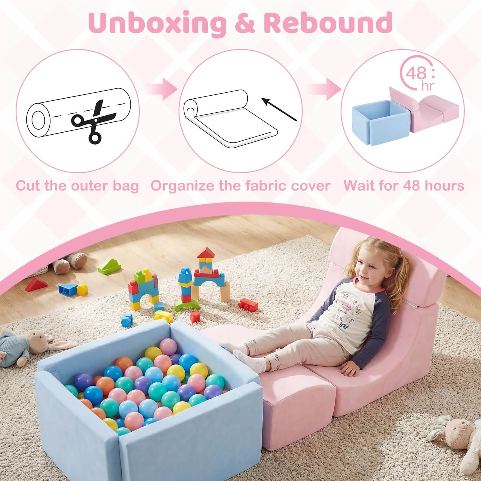 Foam Climbing Blocks for Toddlers Kids Soft Play Set with Ball Pit and Suede Covers - Image 5