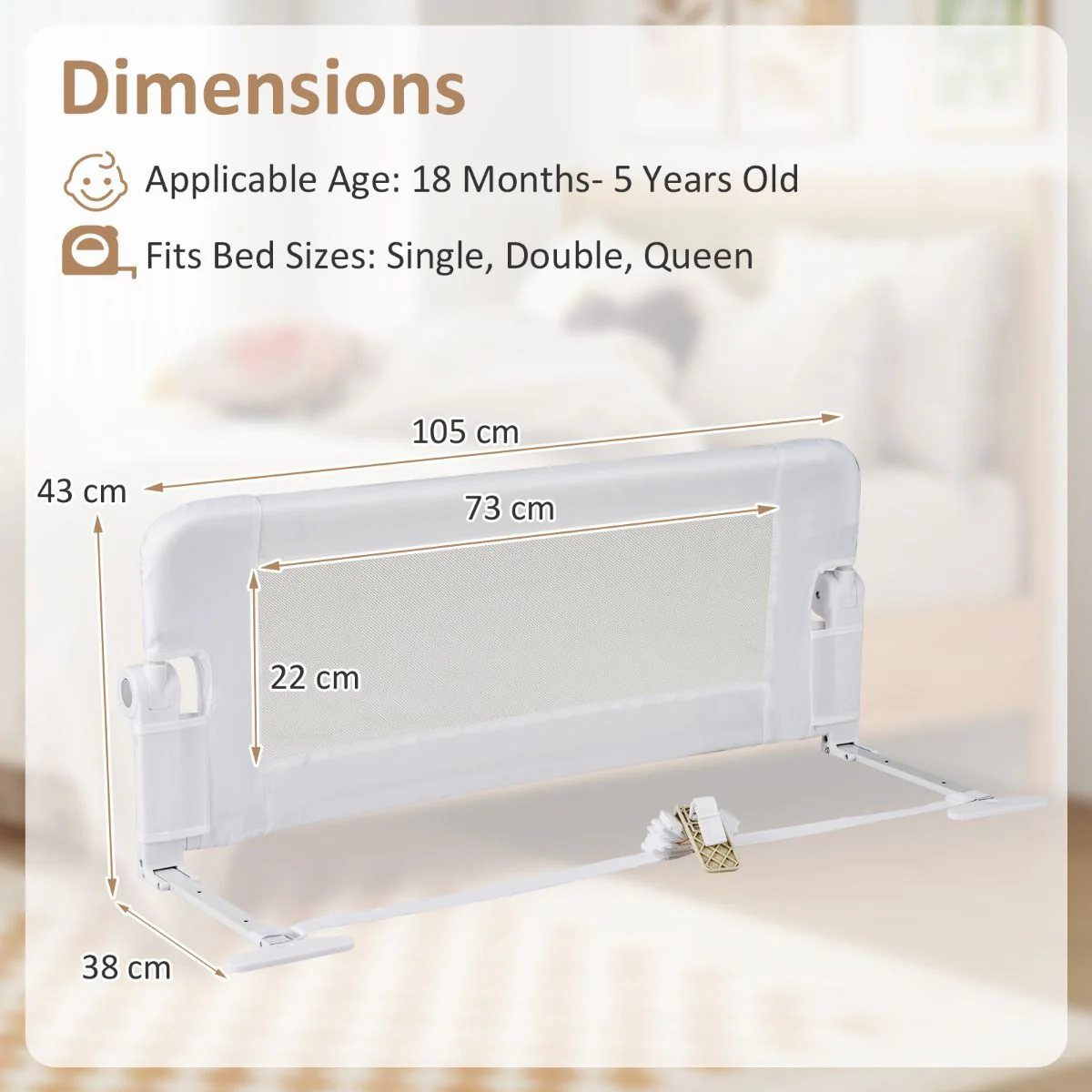 Foldable Bed Rail for Toddlers with Detachable Oxford Fabric Cover - Image 7