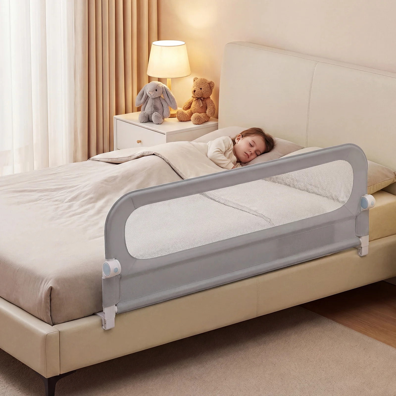 Foldable Bed Rail with Removable Oxford Fabric Cover and Robust U-shaped Base - Image 2