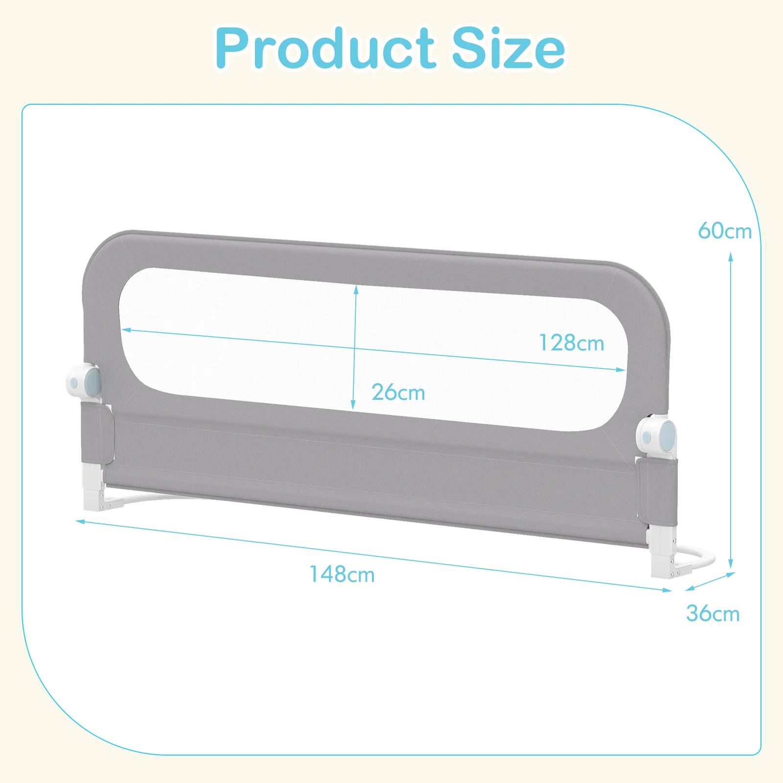 Foldable Bed Rail with Removable Oxford Fabric Cover and Robust U-shaped Base - Image 3