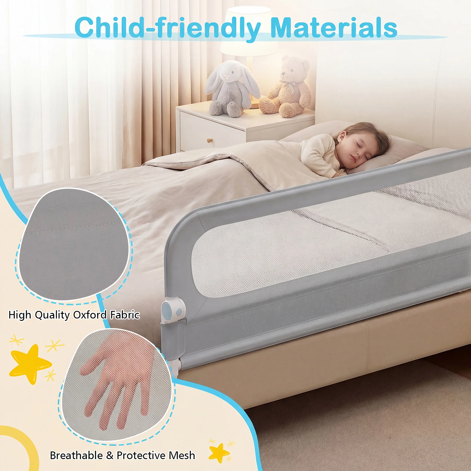 Foldable Bed Rail with Removable Oxford Fabric Cover and Robust U-shaped Base - Image 5