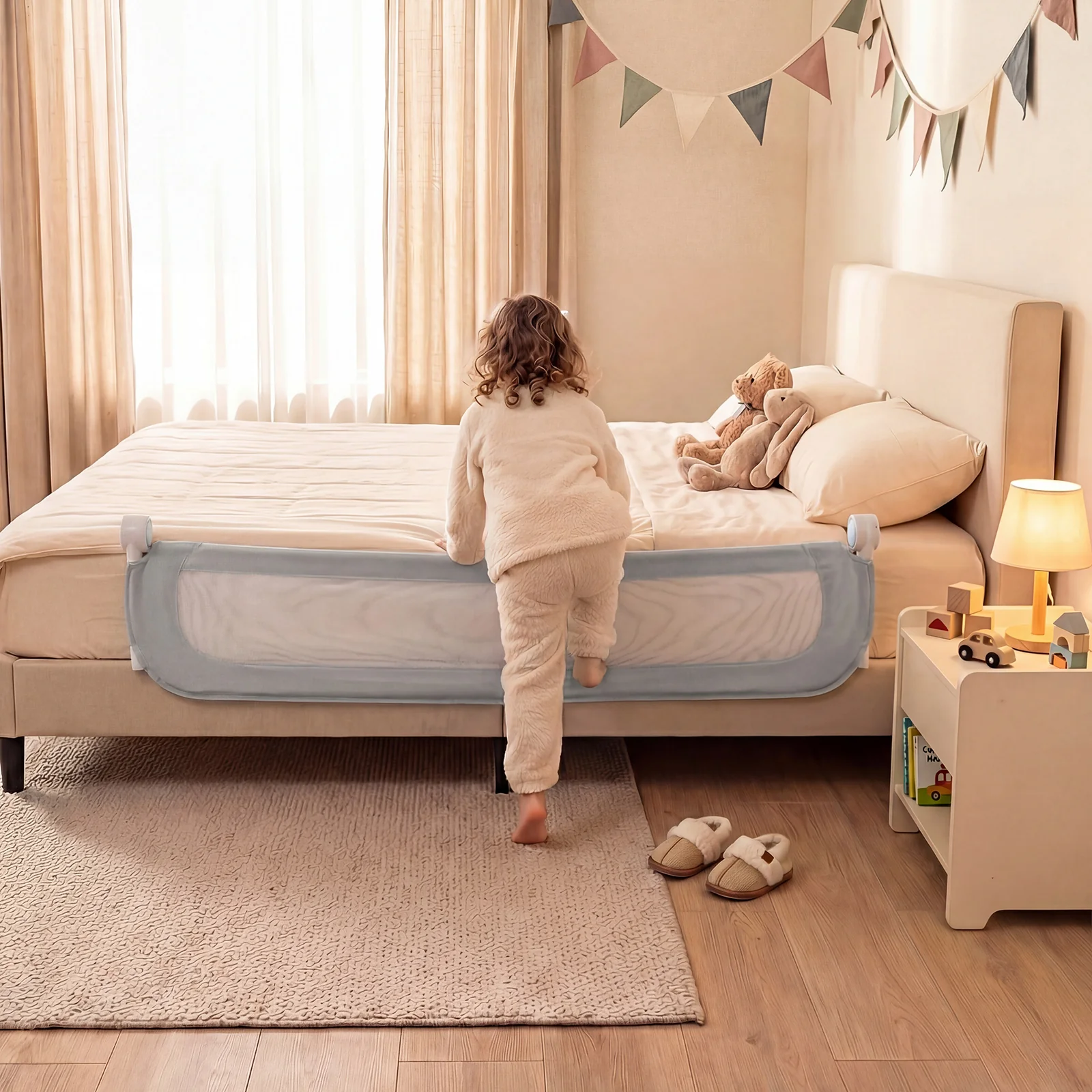 Foldable Bed Rail with Removable Oxford Fabric Cover and Robust U-shaped Base - Image 9