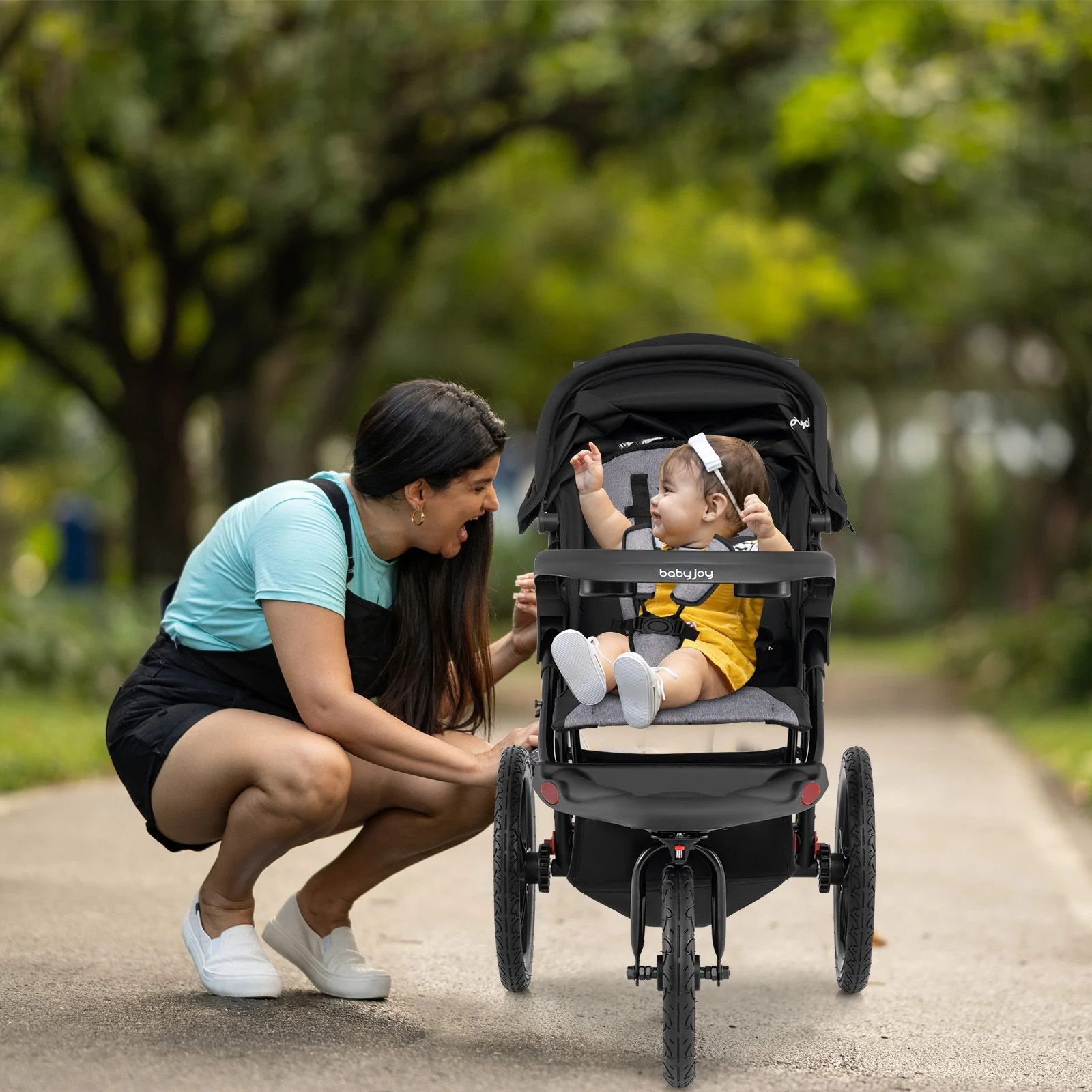 Foldable Jogger with Adjustable Canopy and Detachable Tray - Image 10