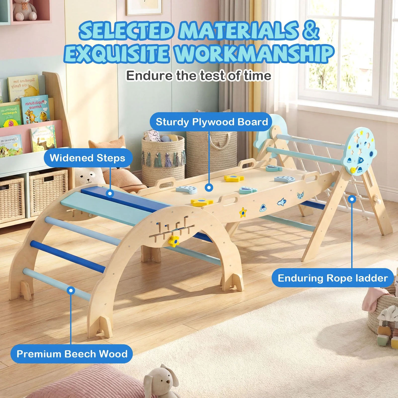 Foldable Jungle Gym with Arch and Ramp for Play Room - Image 7