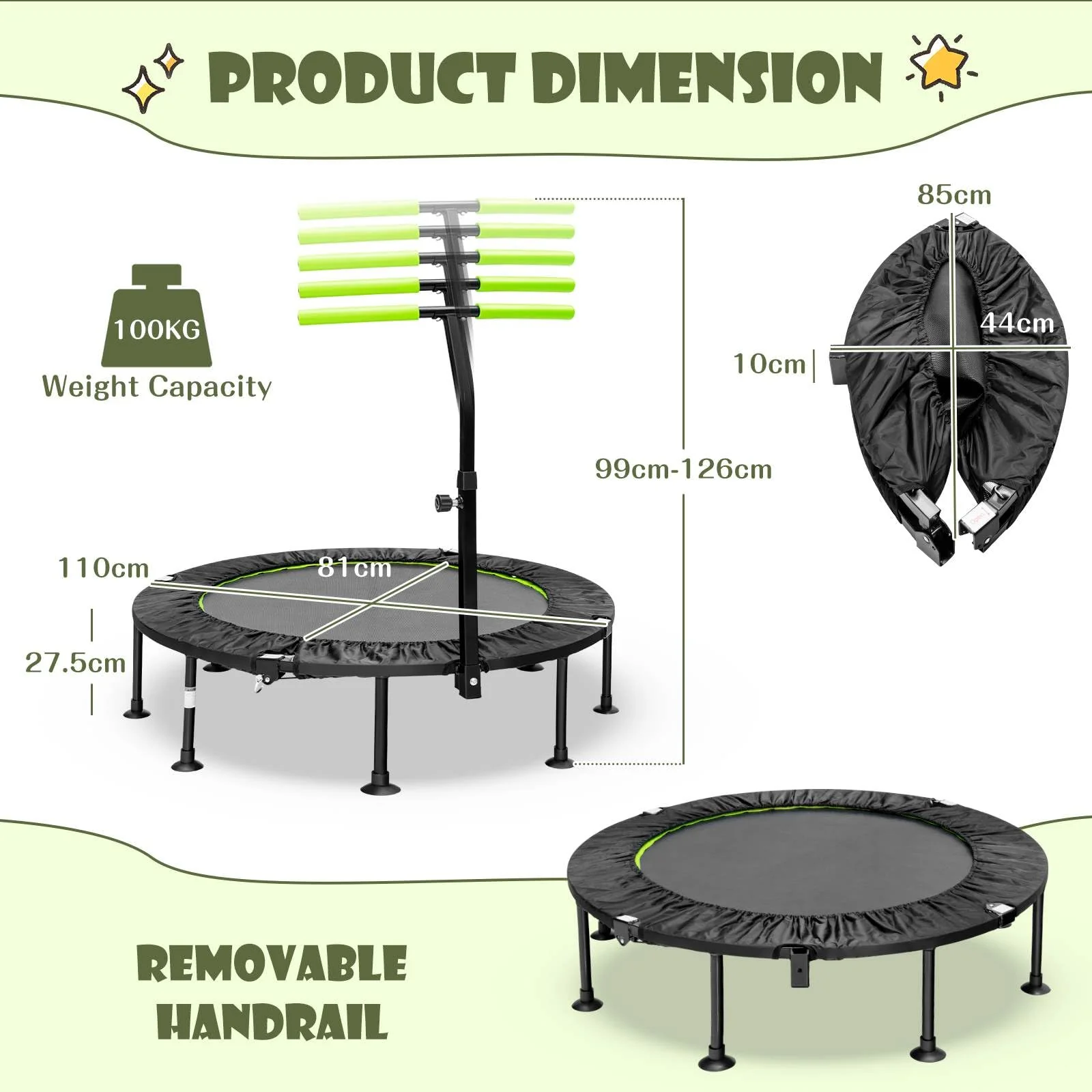 Foldable Mini Trampoline, Indoor Exercise Trampoline - Image 3