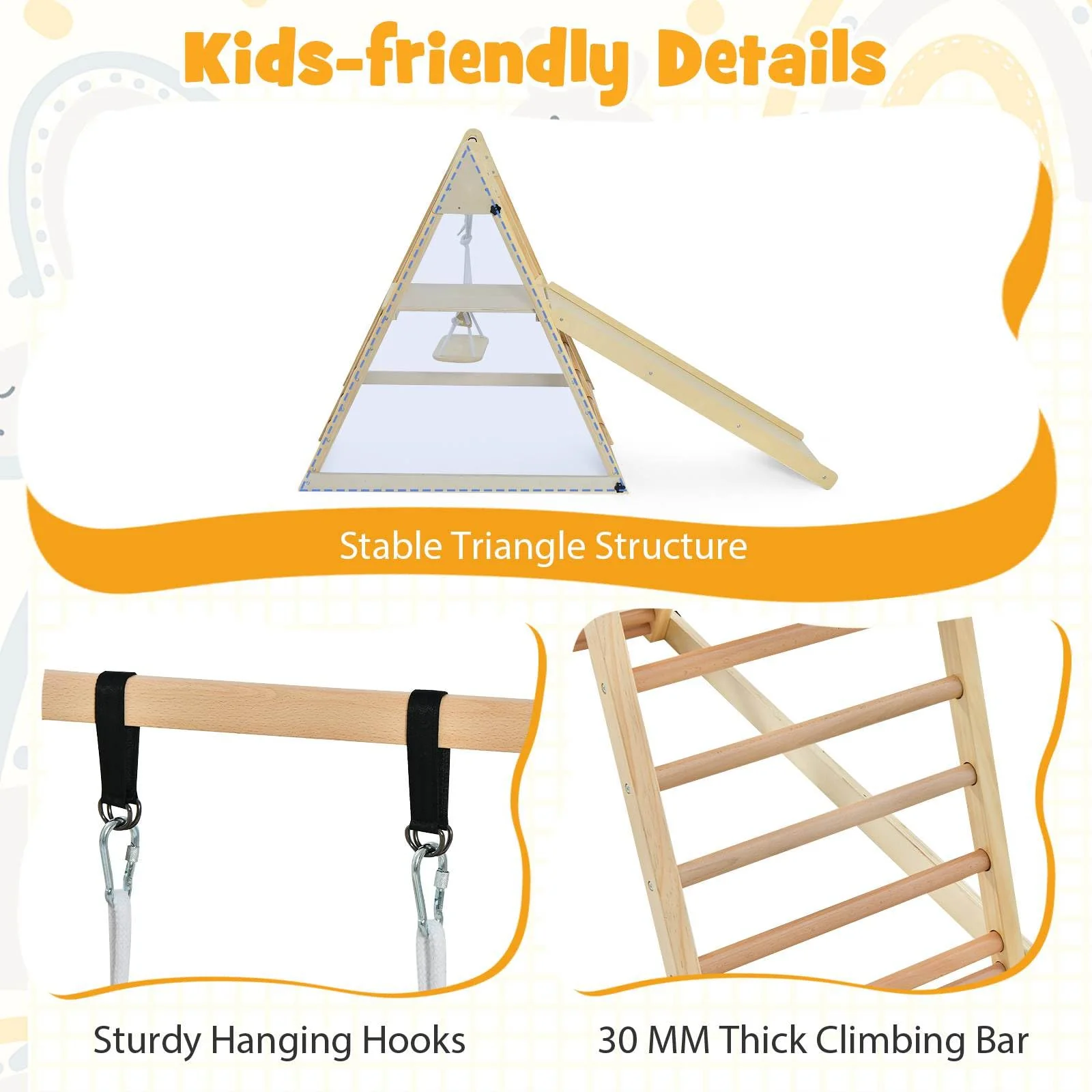 Foldable Montessori Climber Playset with Fun Slide & Adjustable Swing - Image 7