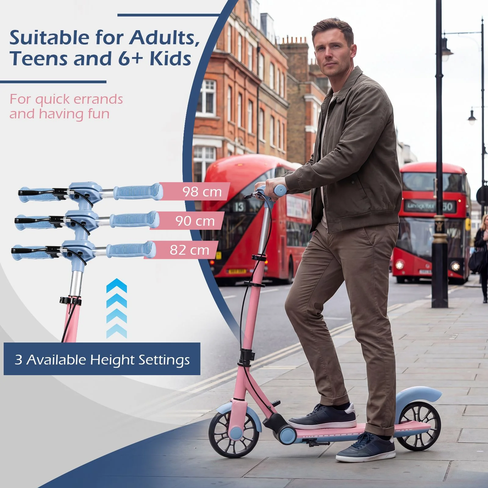 Foldable Scooter with 2 Light-up Wheels and 3-Height Adjustable Handle - Image 6