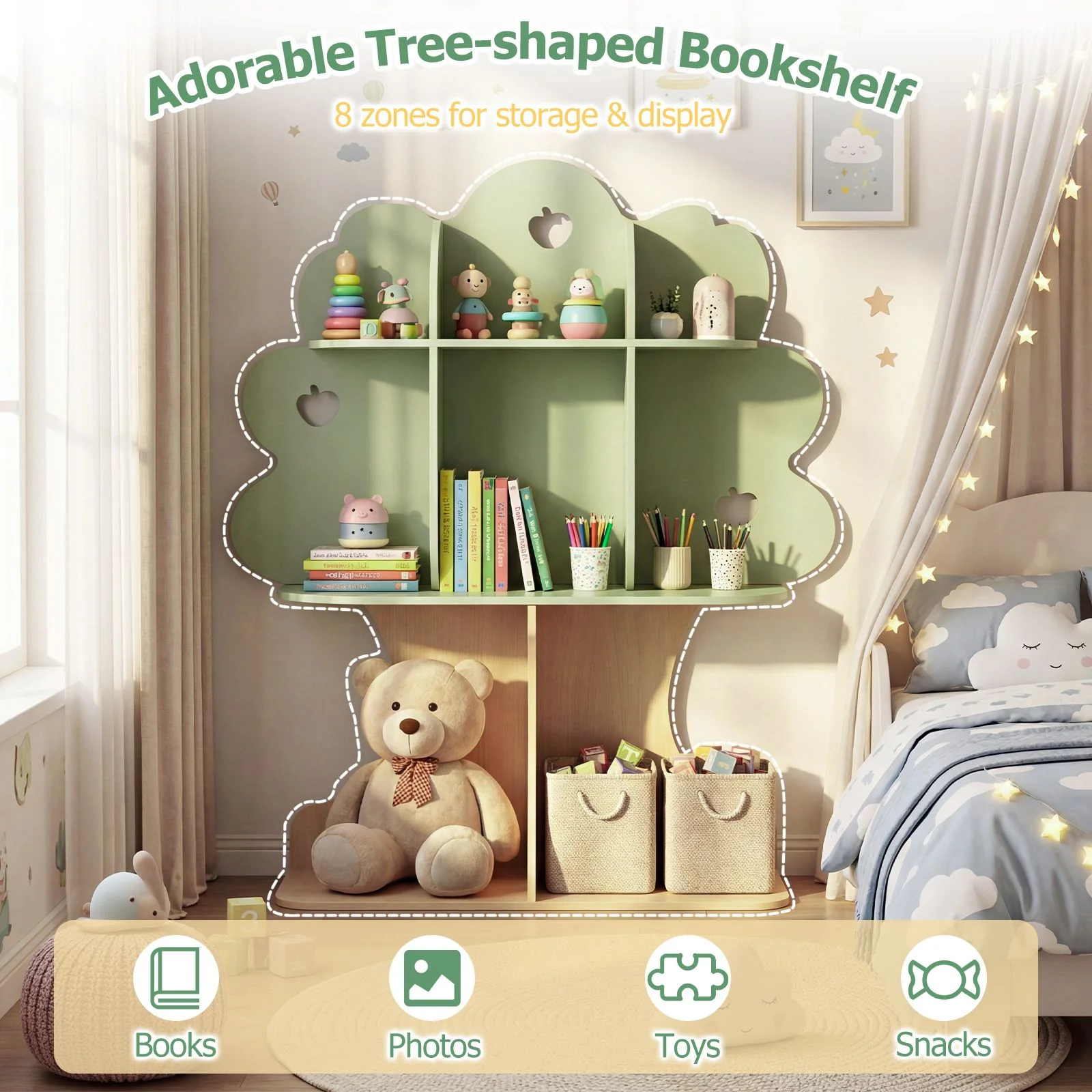Freestanding Bookcase with Open Shelves for Reading Nook for kids - Image 5