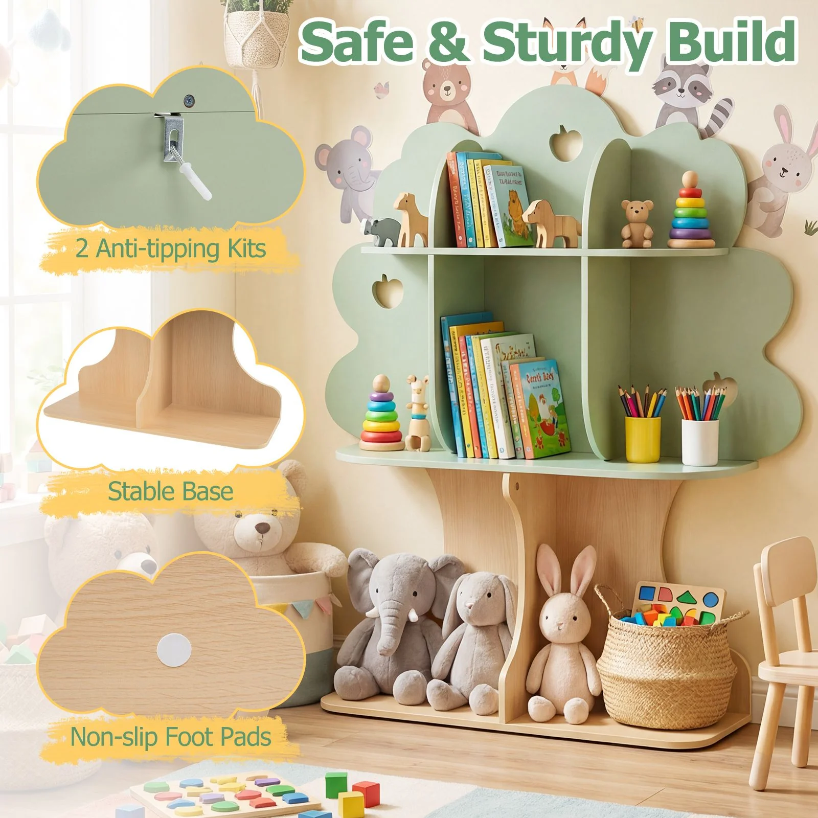 Freestanding Bookcase with Open Shelves for Reading Nook for kids - Image 6