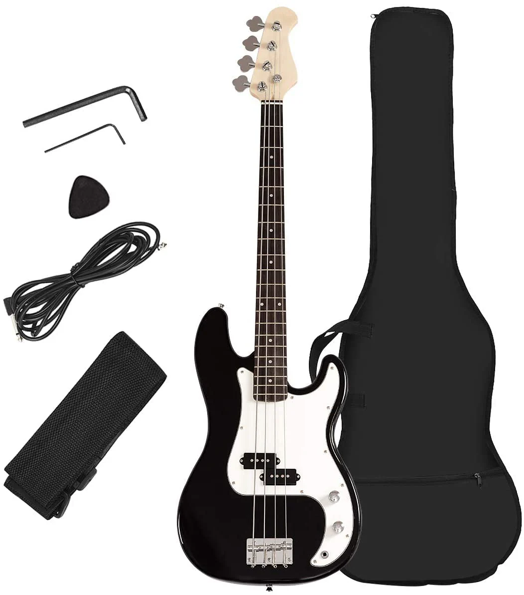 Full Size Electric 4 String Bass Guitar for Beginner Starter Complete Kit, Rose Fingerboard and Bridge, w/2 Pickups & 2 Tone Control, Guitar Bag, Strap, Guitar Pick, Amp Cord - Image 10