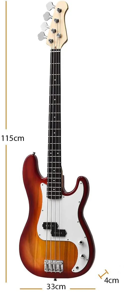 Full Size Electric 4 String Bass Guitar for Beginner Starter Complete Kit, Rose Fingerboard and Bridge, w/2 Pickups & 2 Tone Control, Guitar Bag, Strap, Guitar Pick, Amp Cord - Image 9