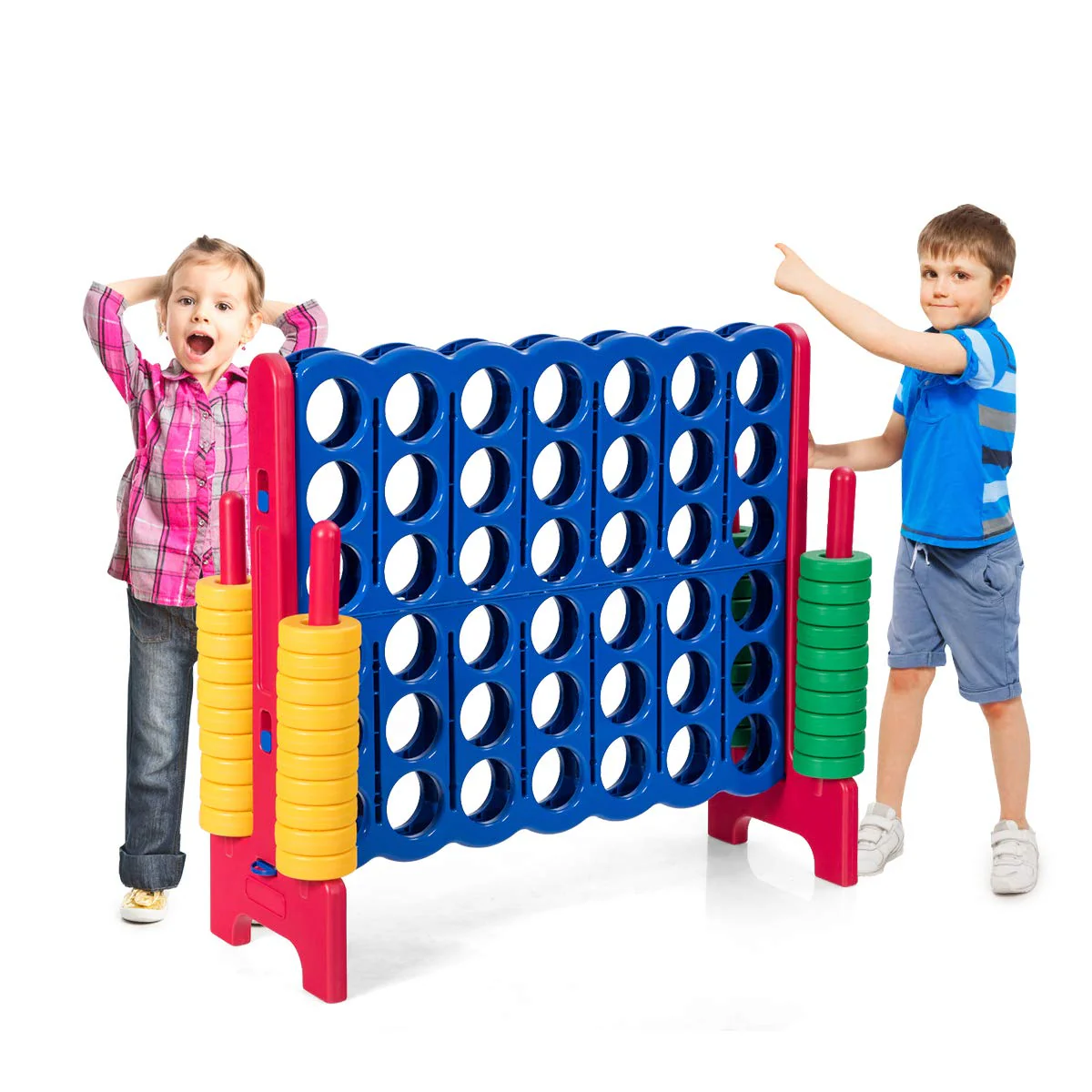 Giant Connect 4 in A Row with 42 Jumbo Rings for Garden & Beach