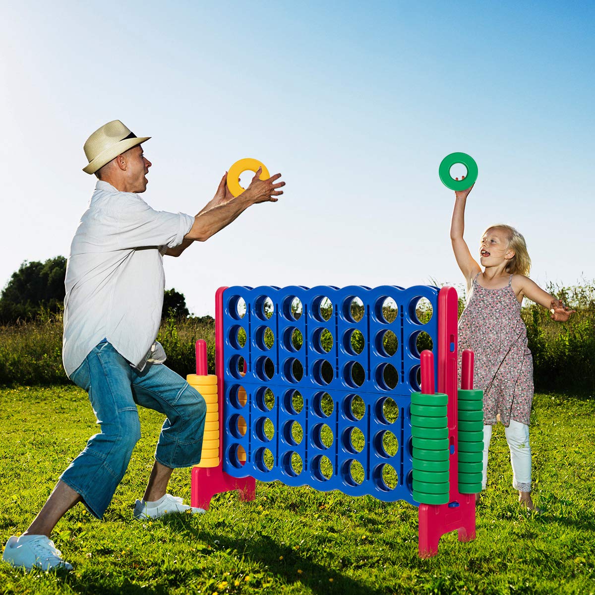 Giant Connect 4 in A Row with 42 Jumbo Rings for Garden & Beach - Image 2