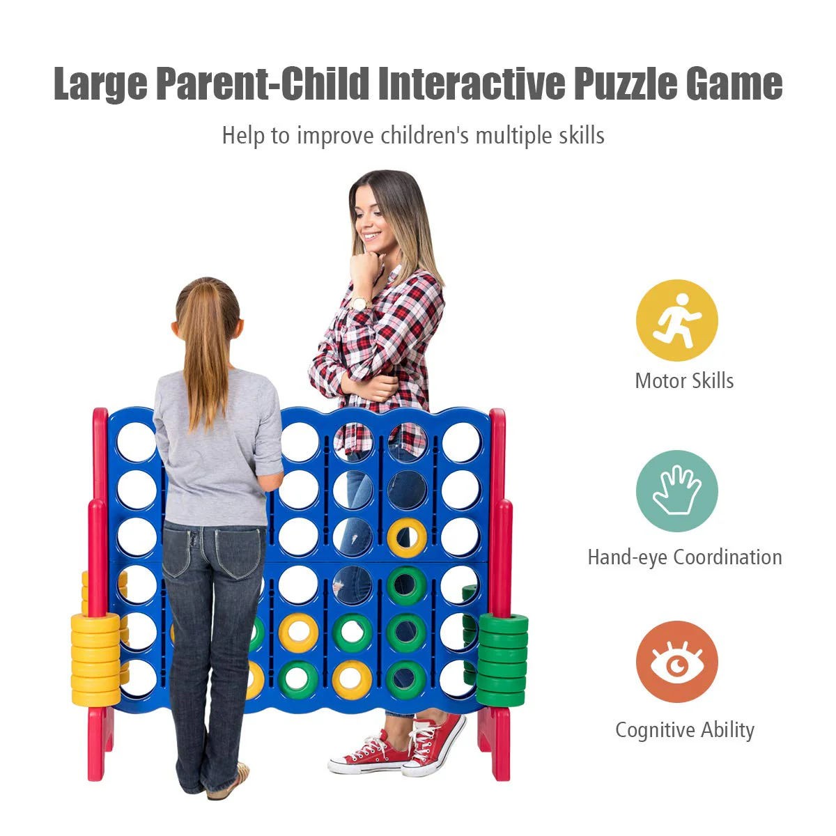Giant Connect 4 in A Row with 42 Jumbo Rings for Garden & Beach - Image 6