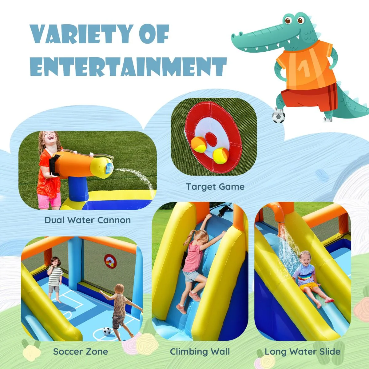 Giant Soccer-Themed Inflatable Water Slide with Splash Pool - Image 6
